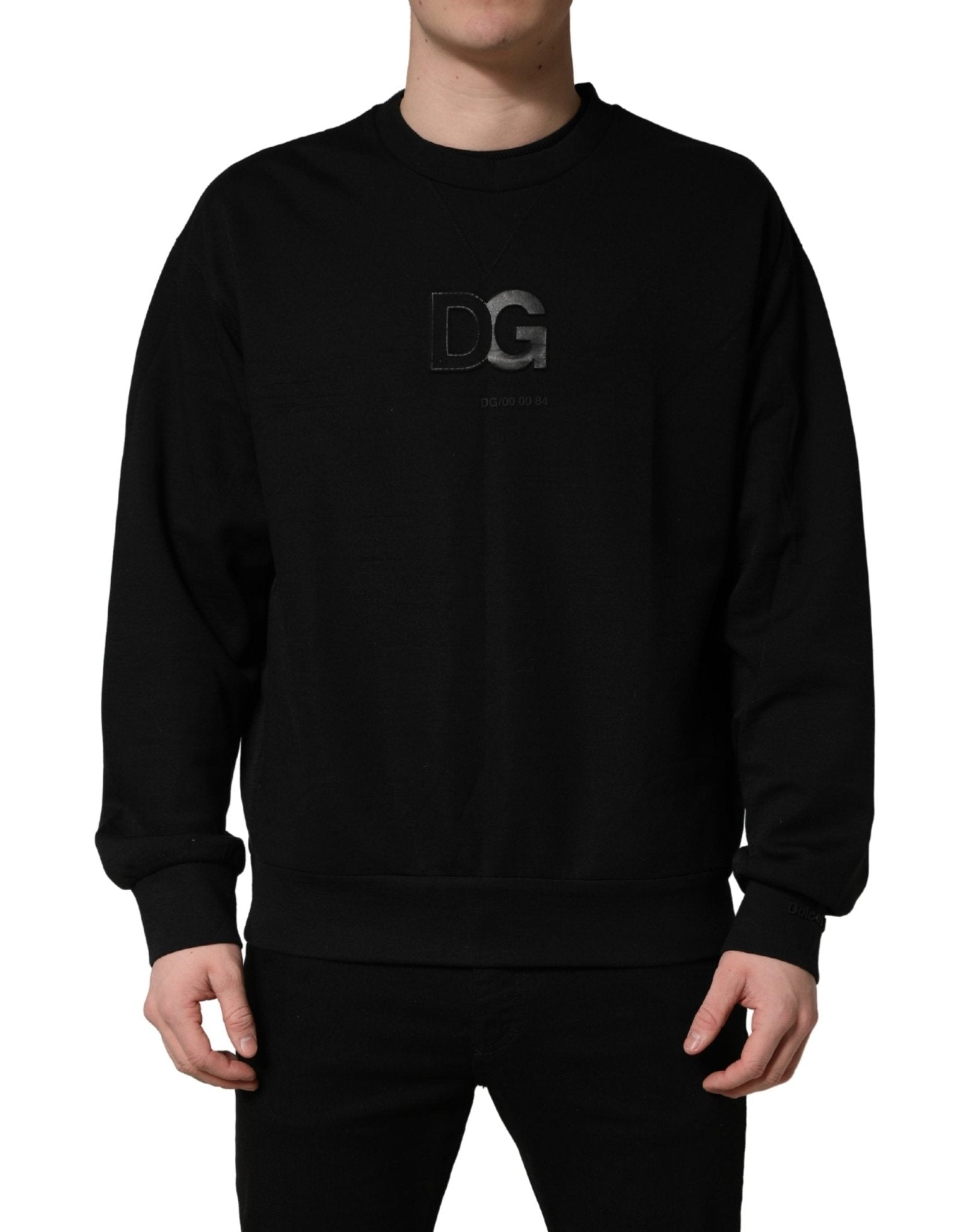 Dolce & Gabbana Black Cotton DG Men CrewNeck Pullover Sweater - RIMODA