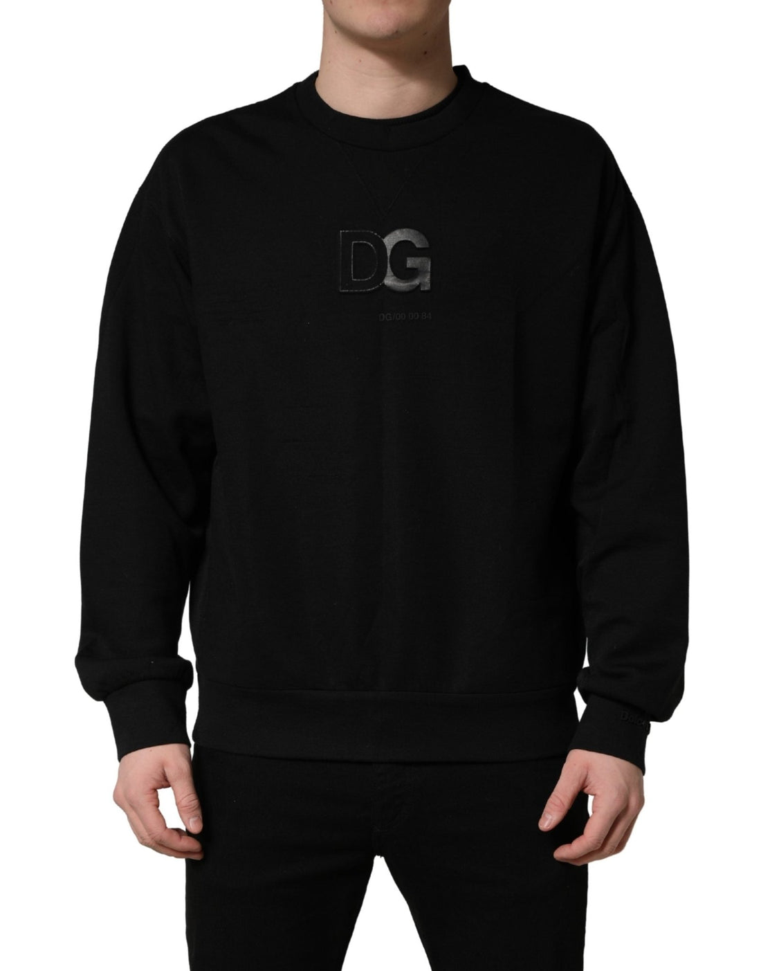 Dolce & Gabbana Black Cotton DG Men CrewNeck Pullover Sweater - RIMODA