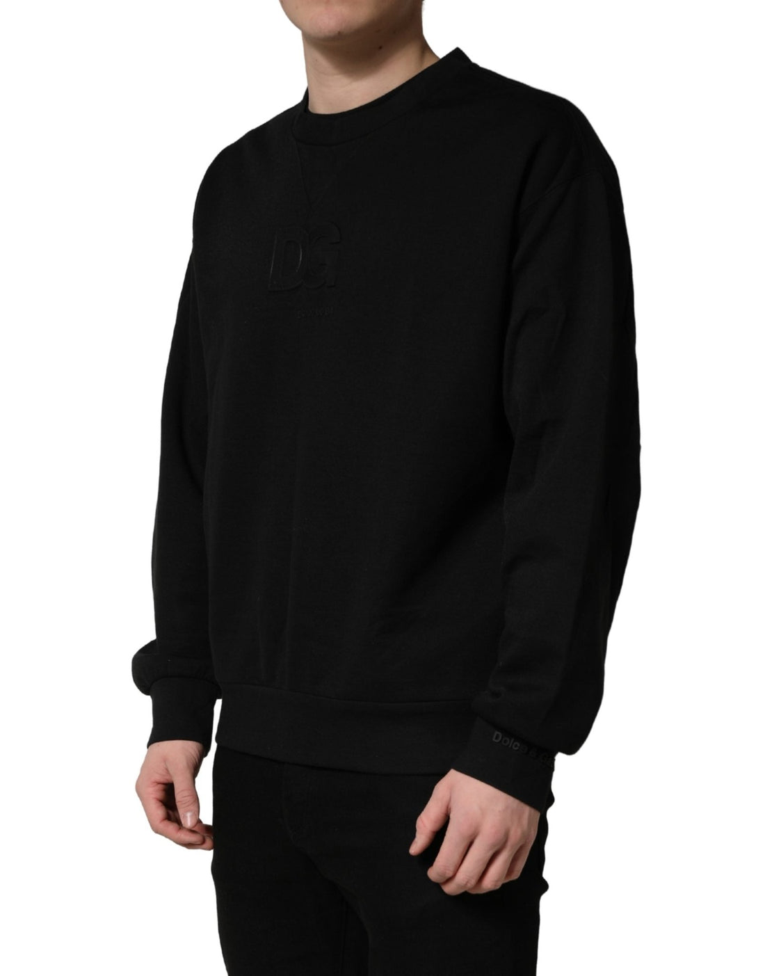 Dolce & Gabbana Black Cotton DG Men CrewNeck Pullover Sweater - RIMODA