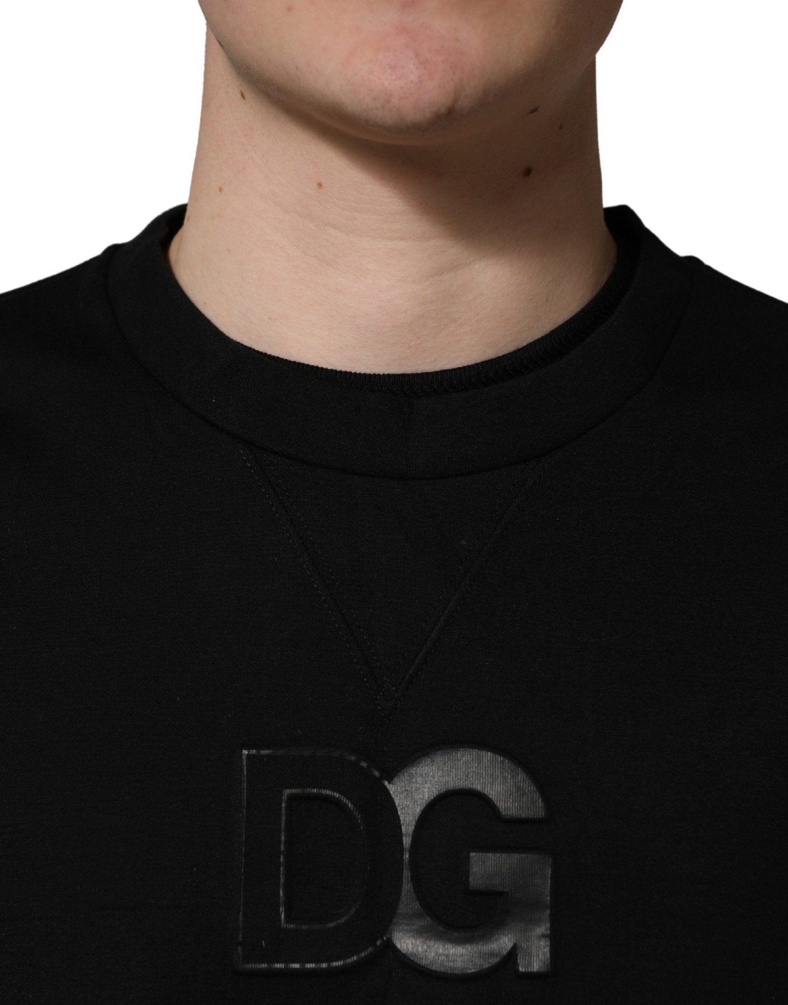 Dolce & Gabbana Black Cotton DG Men CrewNeck Pullover Sweater - RIMODA