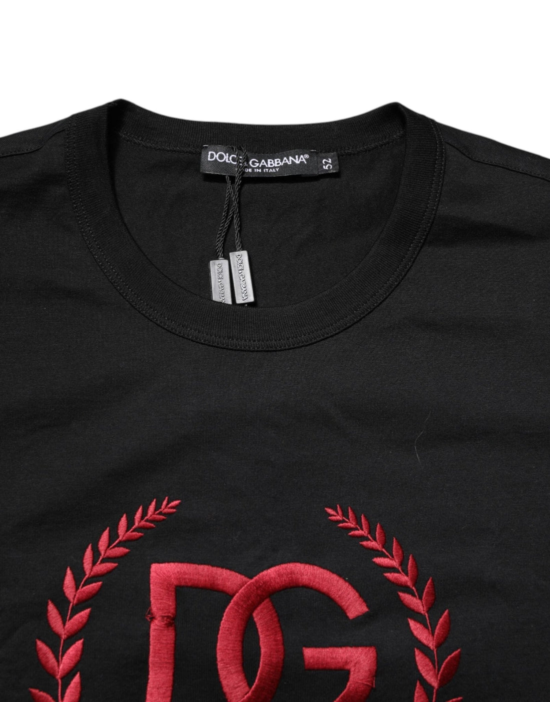 Dolce & Gabbana Black Cotton Embroidered Crew Neck T-shirt - RIMODA