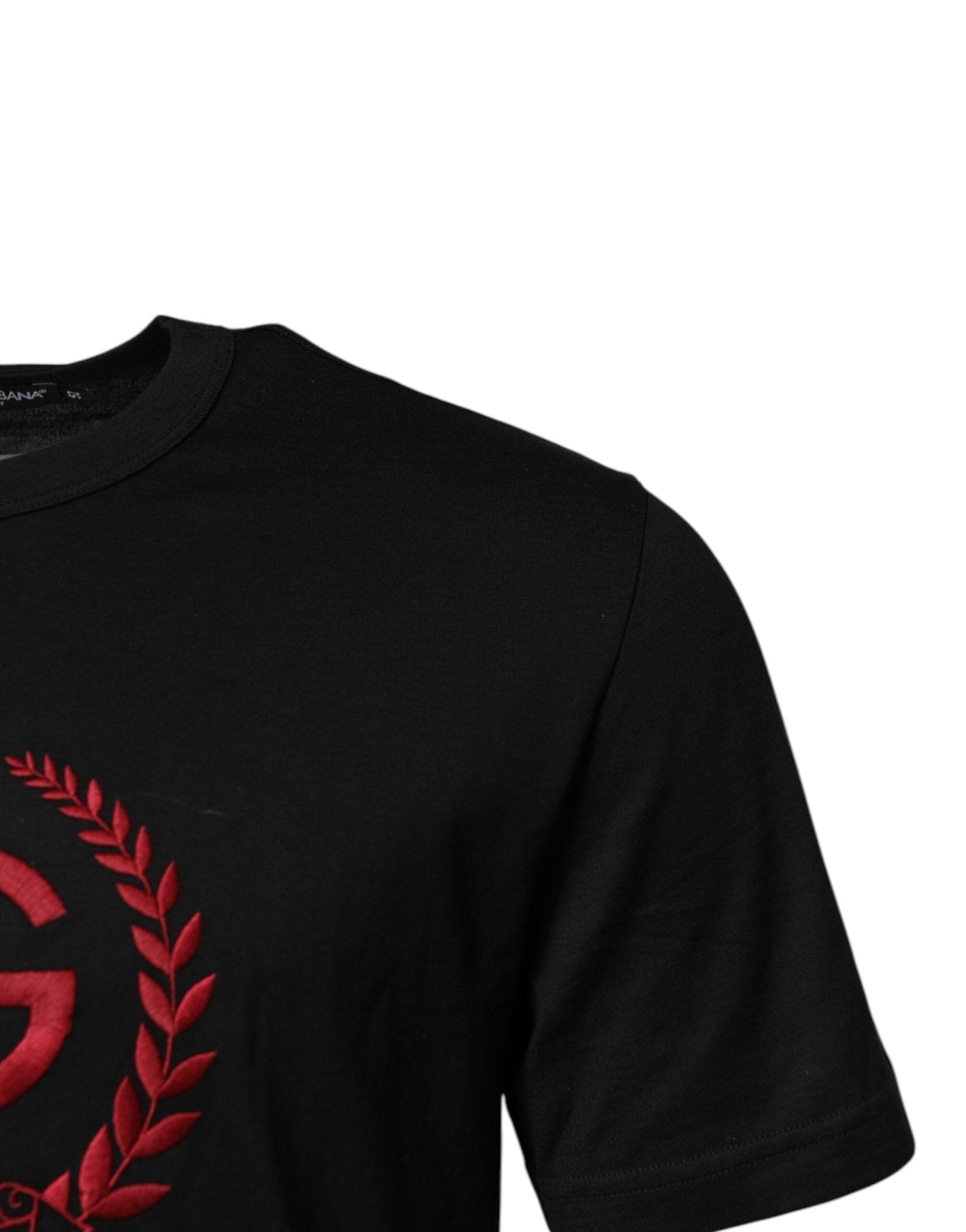 Dolce & Gabbana Black Cotton Embroidered Crew Neck T-shirt - RIMODA