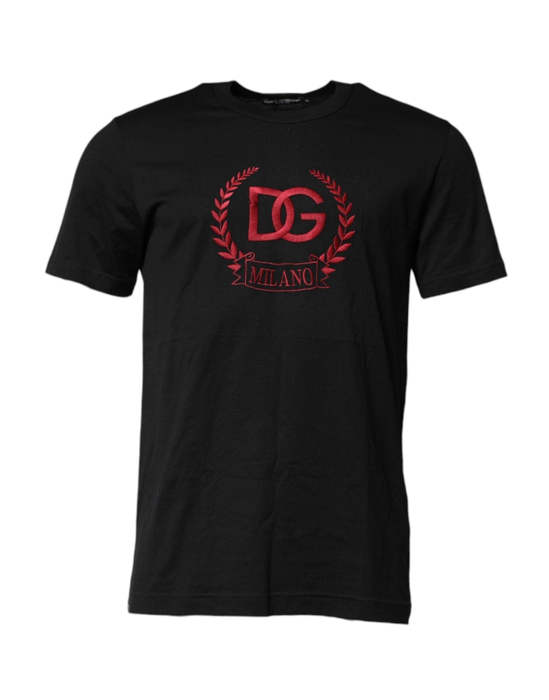 Dolce & Gabbana Black Cotton Embroidered Crew Neck T-shirt - RIMODA