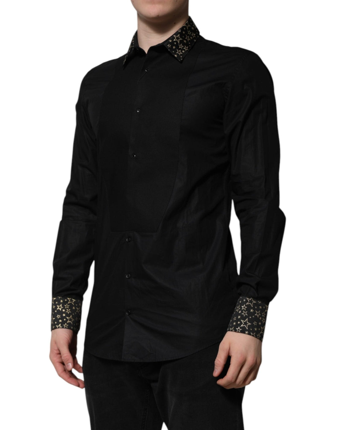Dolce & Gabbana Black Cotton GOLD Long Sleeves Dress Shirt - RIMODA