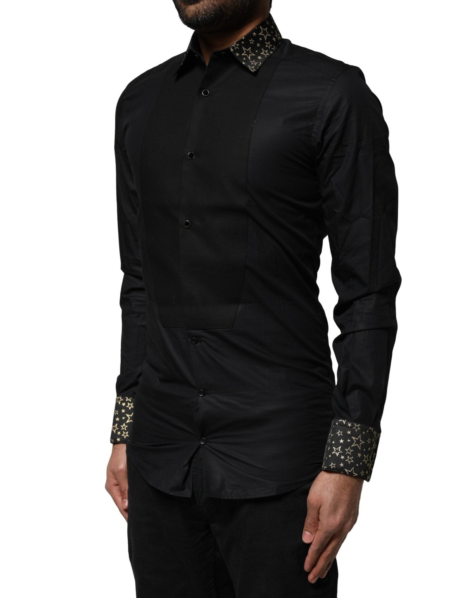 Dolce & Gabbana Black Cotton GOLD Long Sleeves Dress Shirt - RIMODA