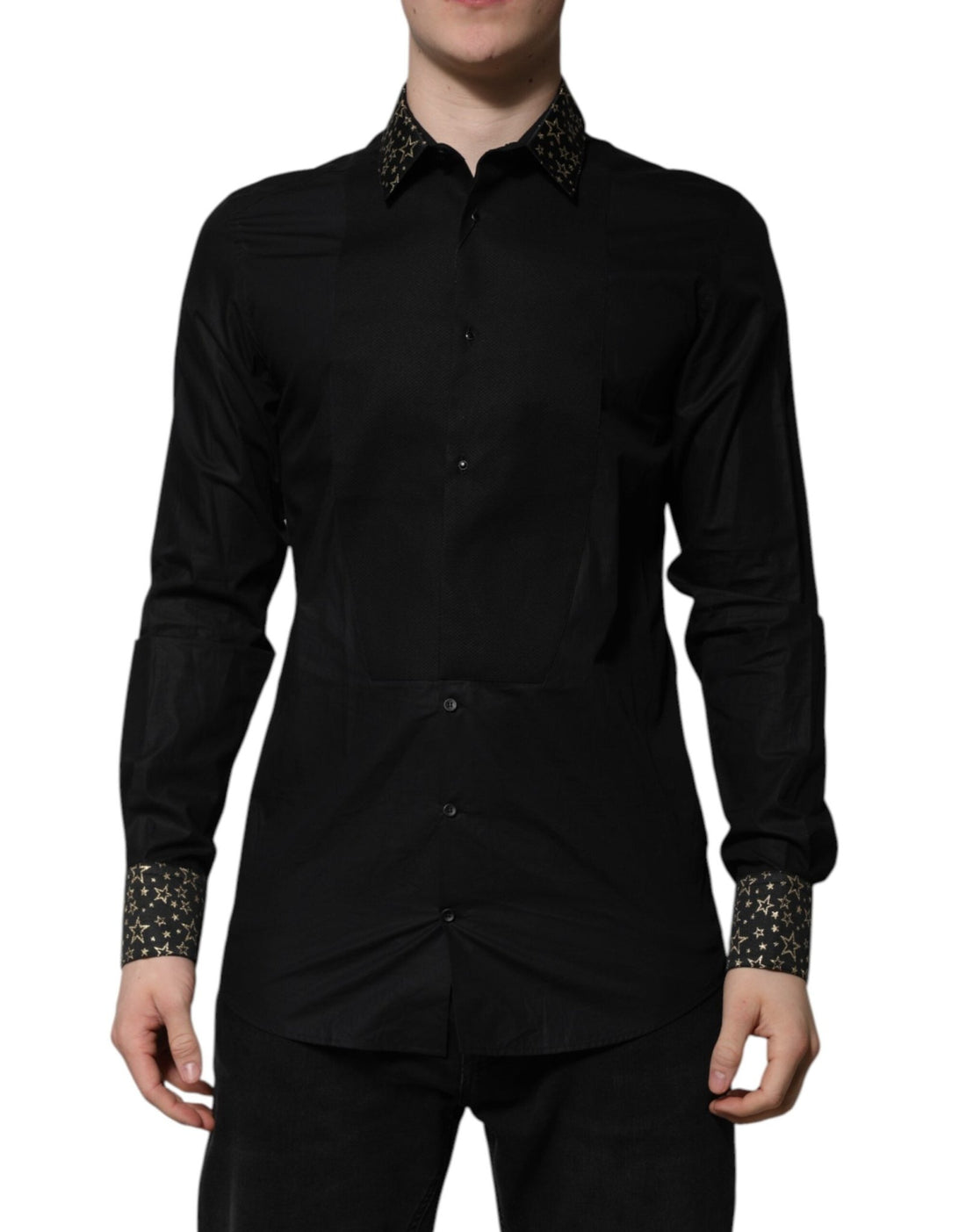 Dolce & Gabbana Black Cotton GOLD Long Sleeves Dress Shirt - RIMODA