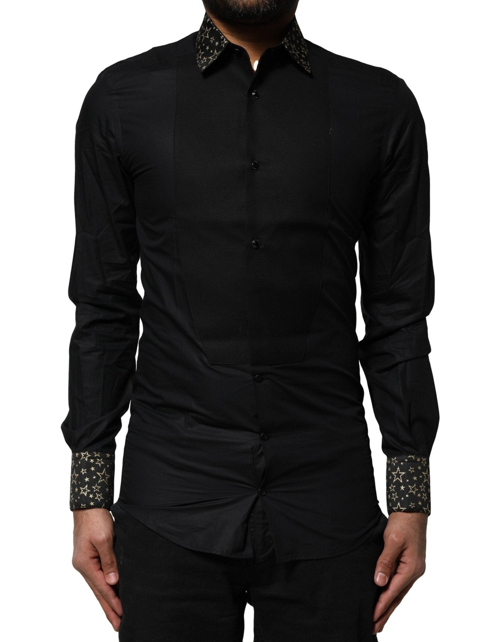 Dolce & Gabbana Black Cotton GOLD Long Sleeves Dress Shirt - RIMODA
