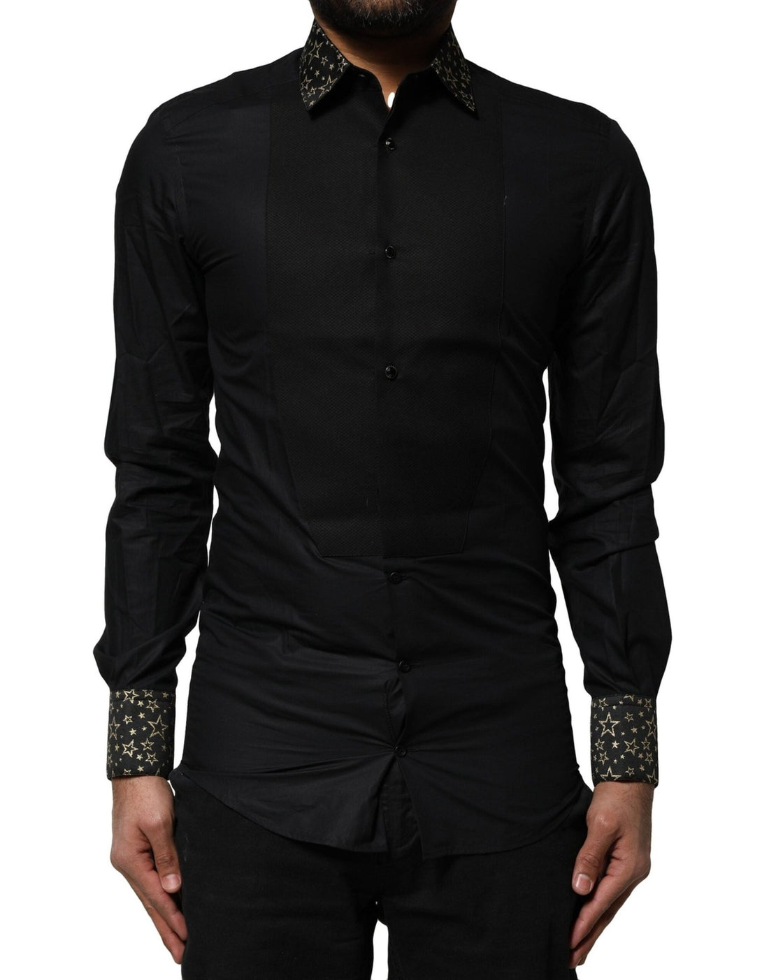 Dolce & Gabbana Black Cotton GOLD Long Sleeves Dress Shirt - RIMODA
