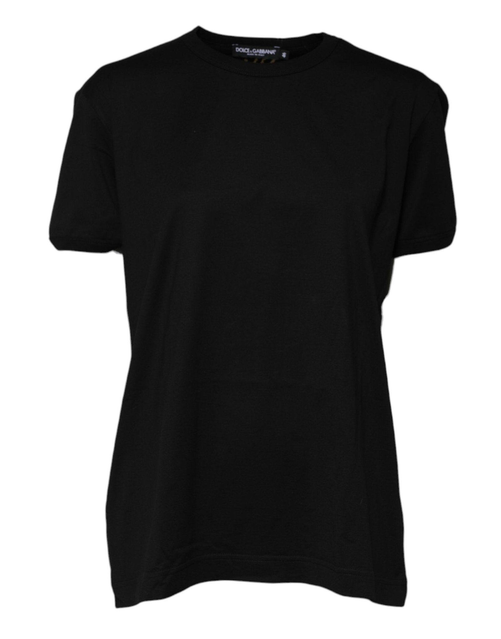 Dolce & Gabbana Black Cotton Goodluck Tee Crew Neck T-shirt - RIMODA