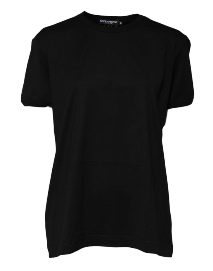 Dolce & Gabbana Black Cotton Goodluck Tee Crew Neck T-shirt - RIMODA