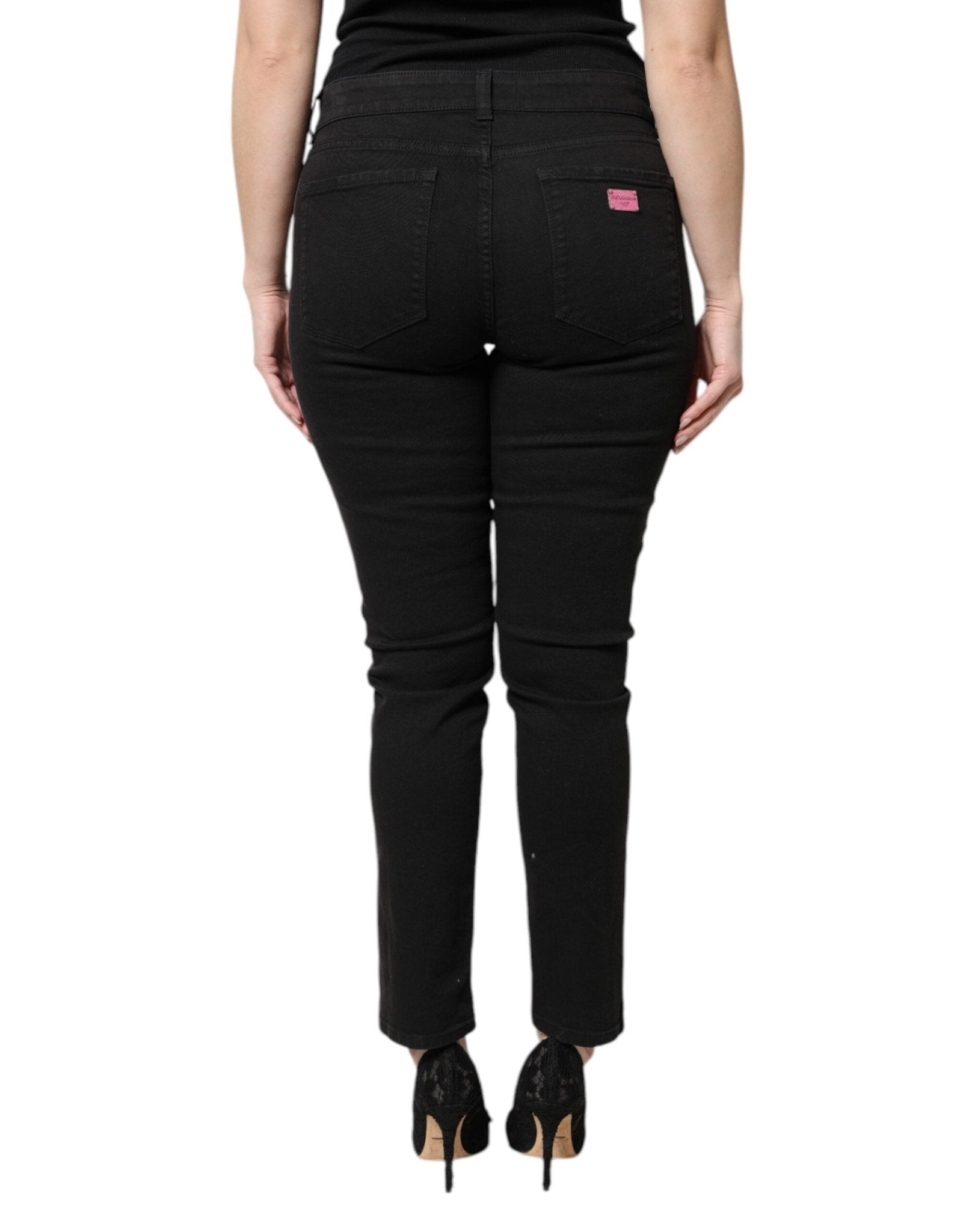 Dolce & Gabbana Black Cotton High Waist Skinny Denim Jeans - RIMODA