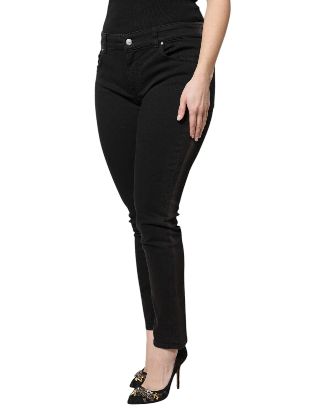 Dolce & Gabbana Black Cotton High Waist Skinny Denim Jeans - RIMODA