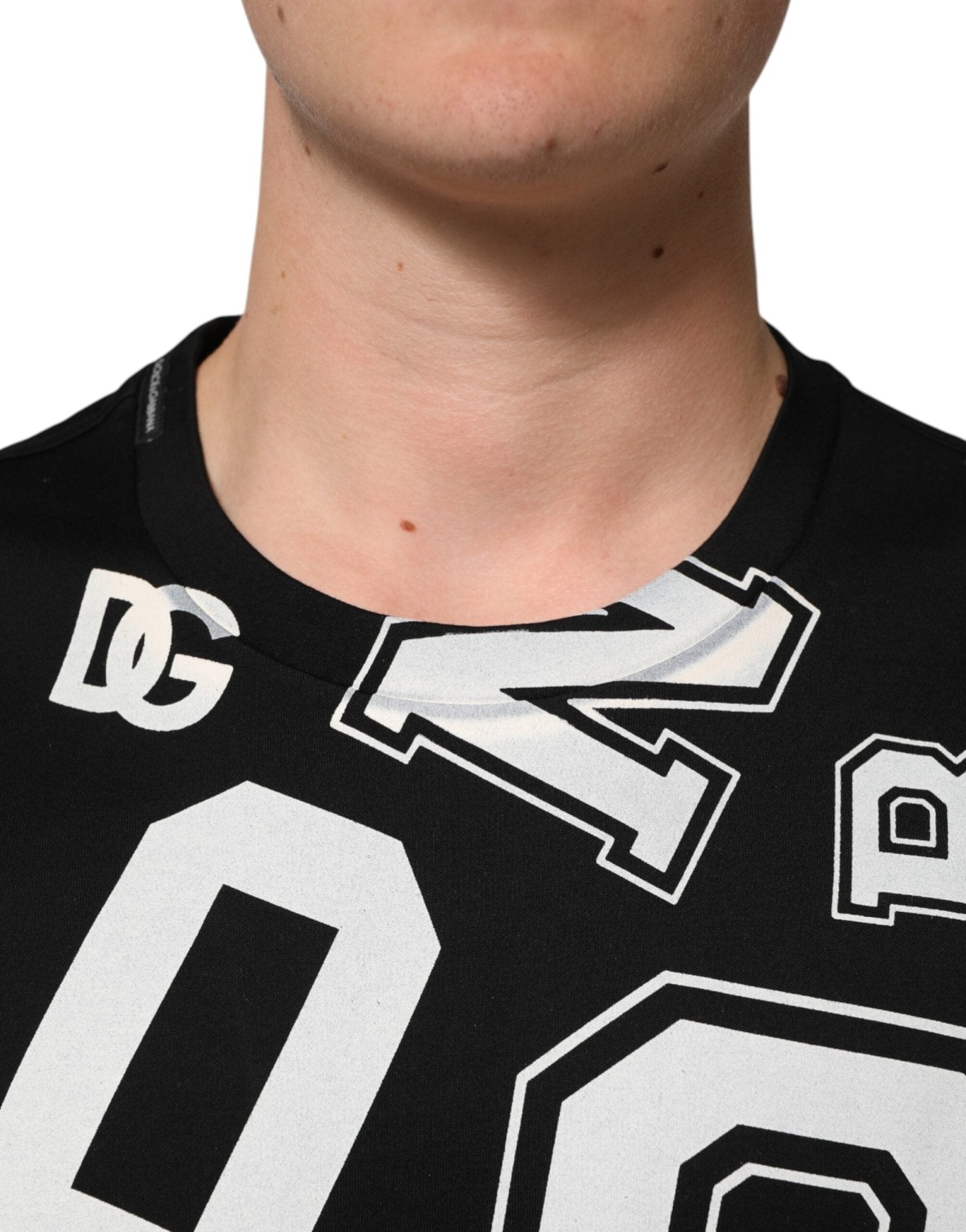 Dolce & Gabbana Black Cotton Letter Print Short Sleeve T-shirt - RIMODA