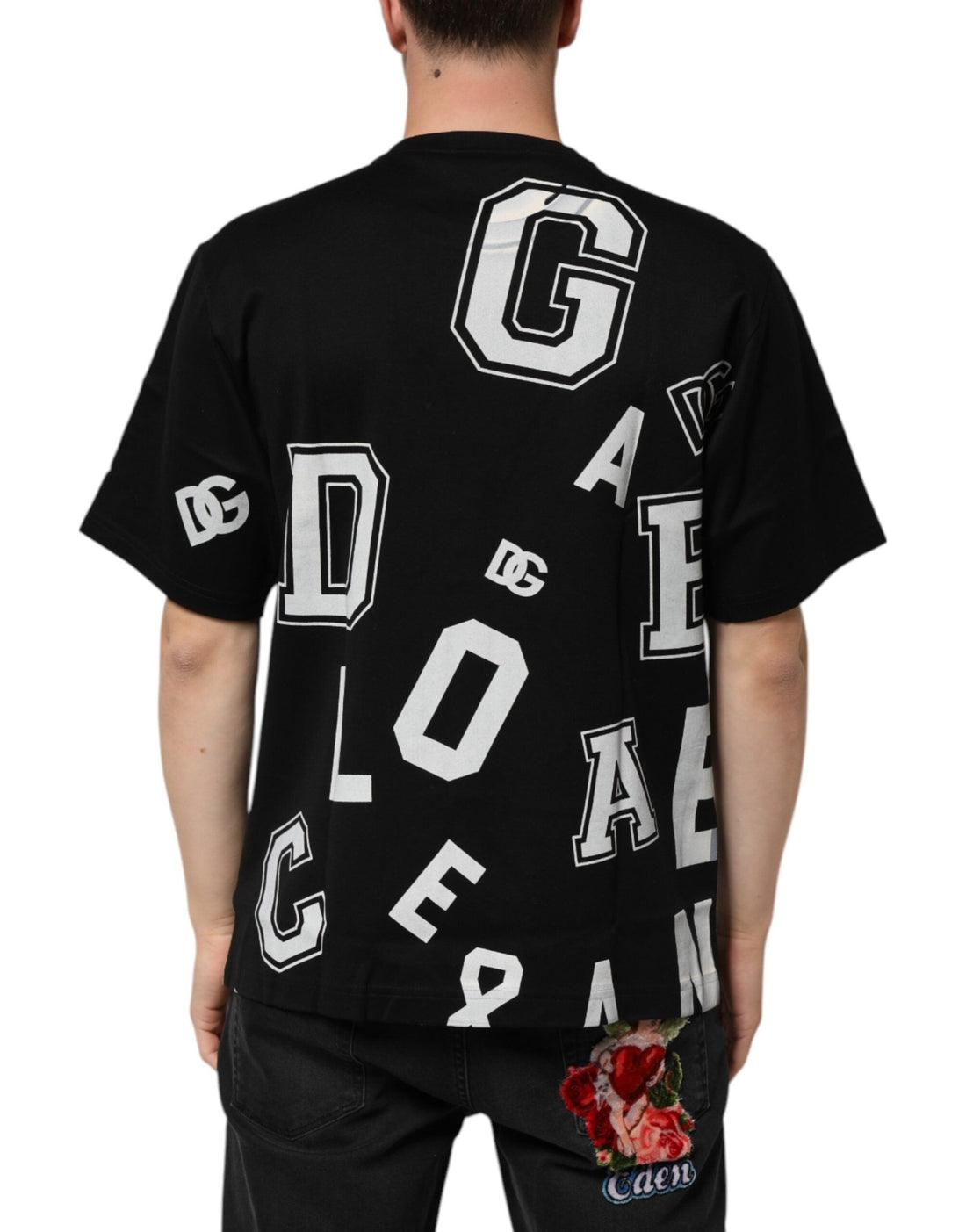Dolce & Gabbana Black Cotton Letter Print Short Sleeve T-shirt - RIMODA