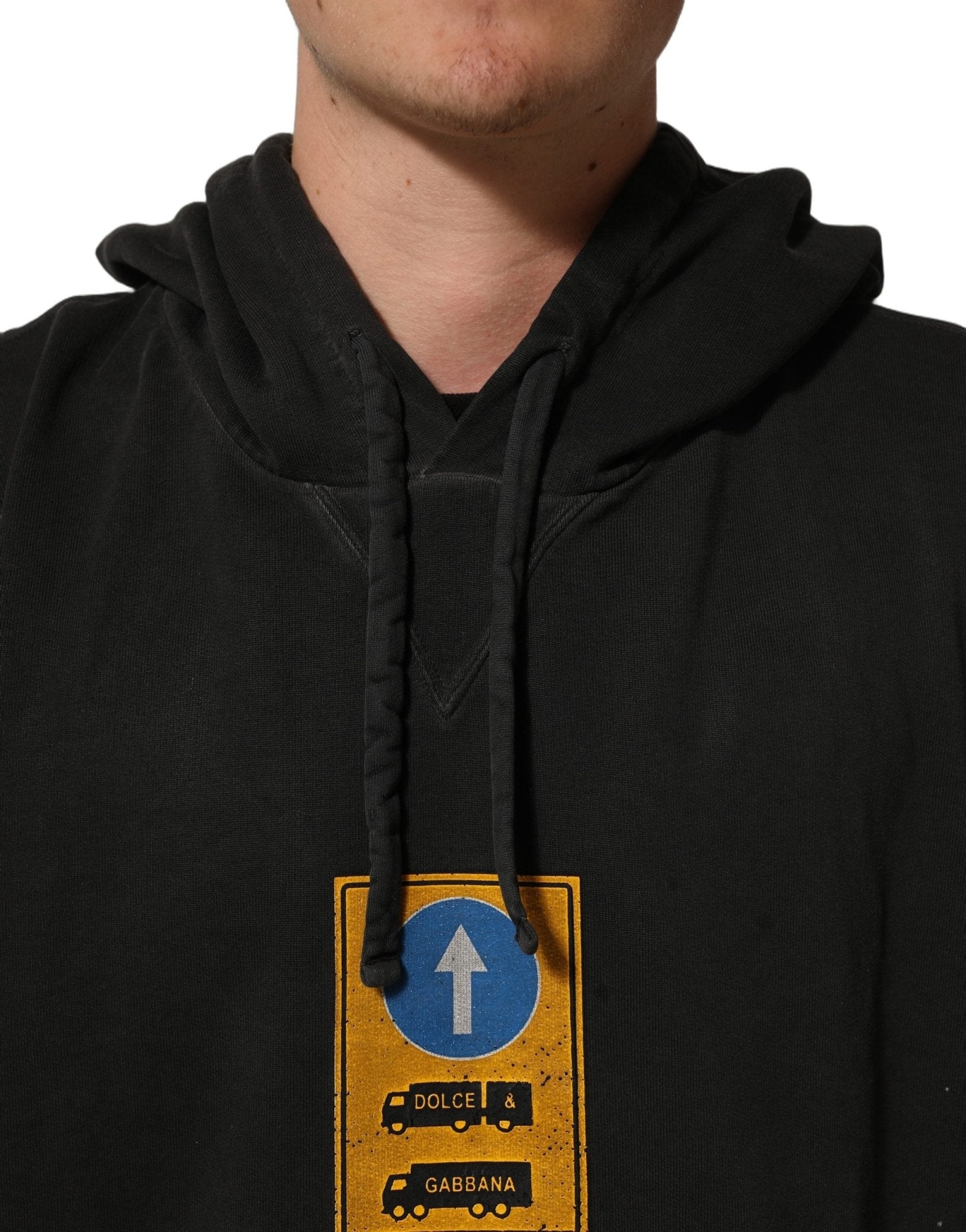Dolce & Gabbana Black Cotton Logo Hooded Oversize Sweater - RIMODA