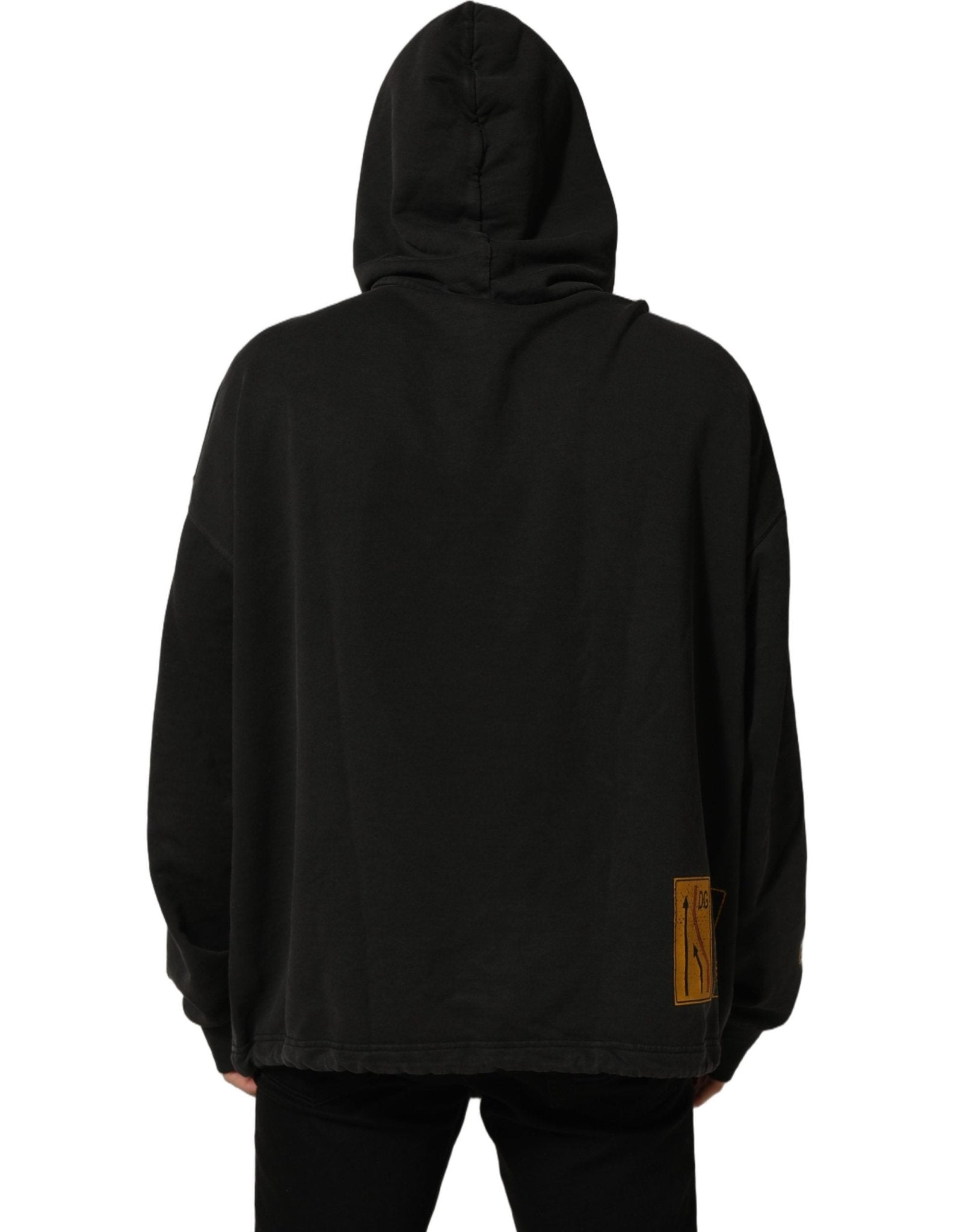 Dolce & Gabbana Black Cotton Logo Hooded Oversize Sweater - RIMODA