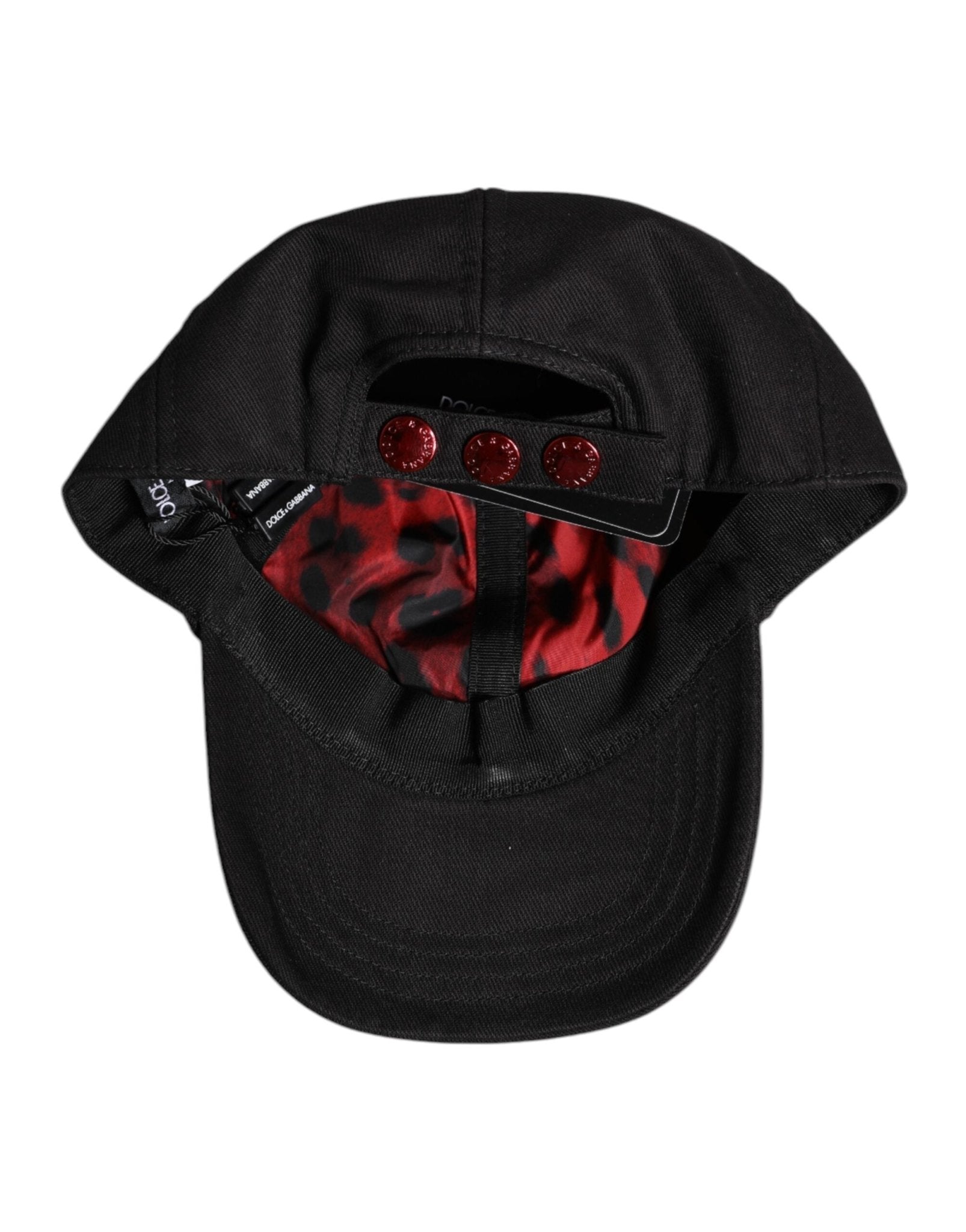Dolce & Gabbana Black Cotton Logo Patch 6 Panels Baseball Cap - RIMODA