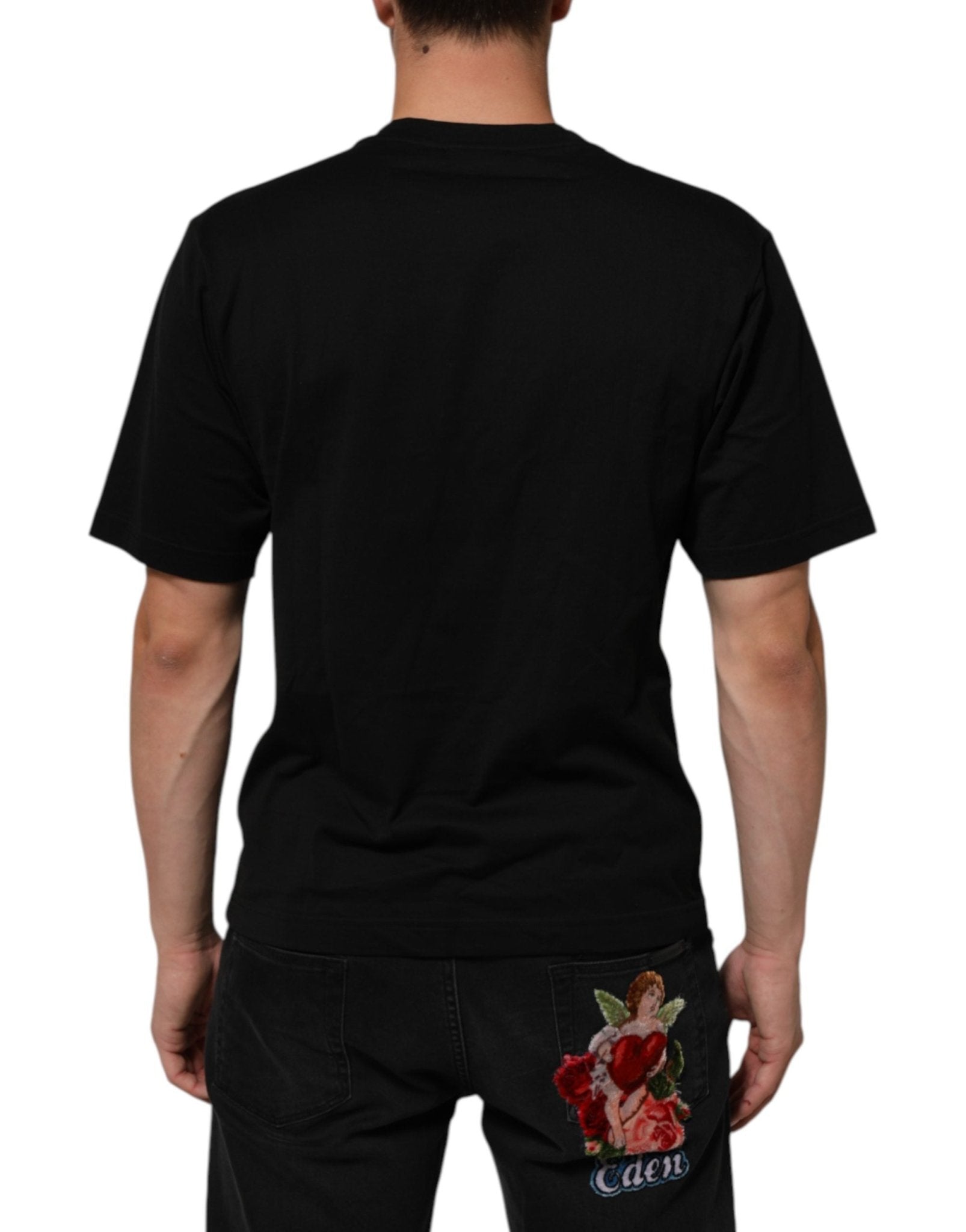 Dolce & Gabbana Black Cotton Logo Plaque Crew Neck T-shirt - RIMODA