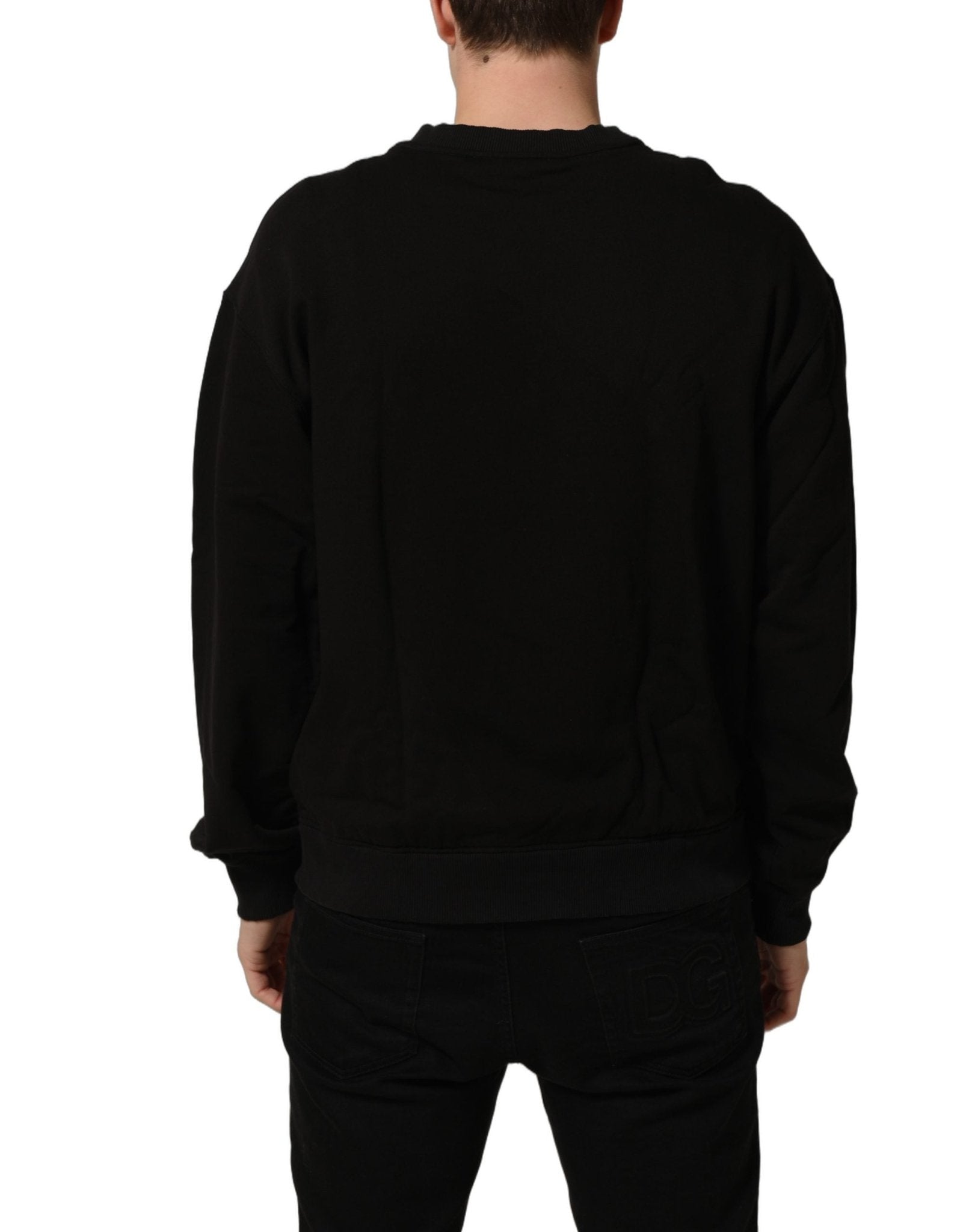 Dolce & Gabbana Black Cotton Logo Print Sweatshirt Sweater - RIMODA