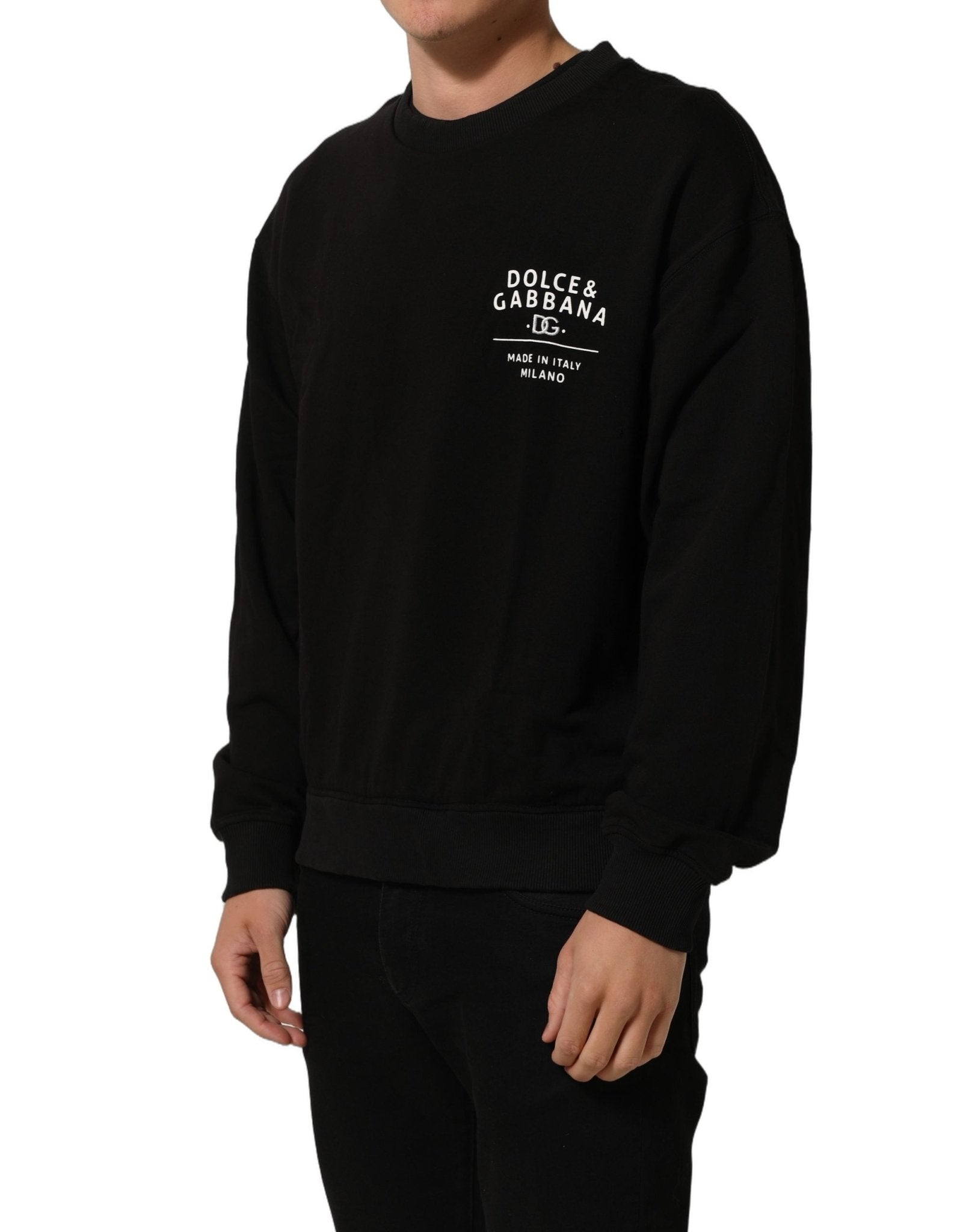 Dolce & Gabbana Black Cotton Logo Print Sweatshirt Sweater - RIMODA