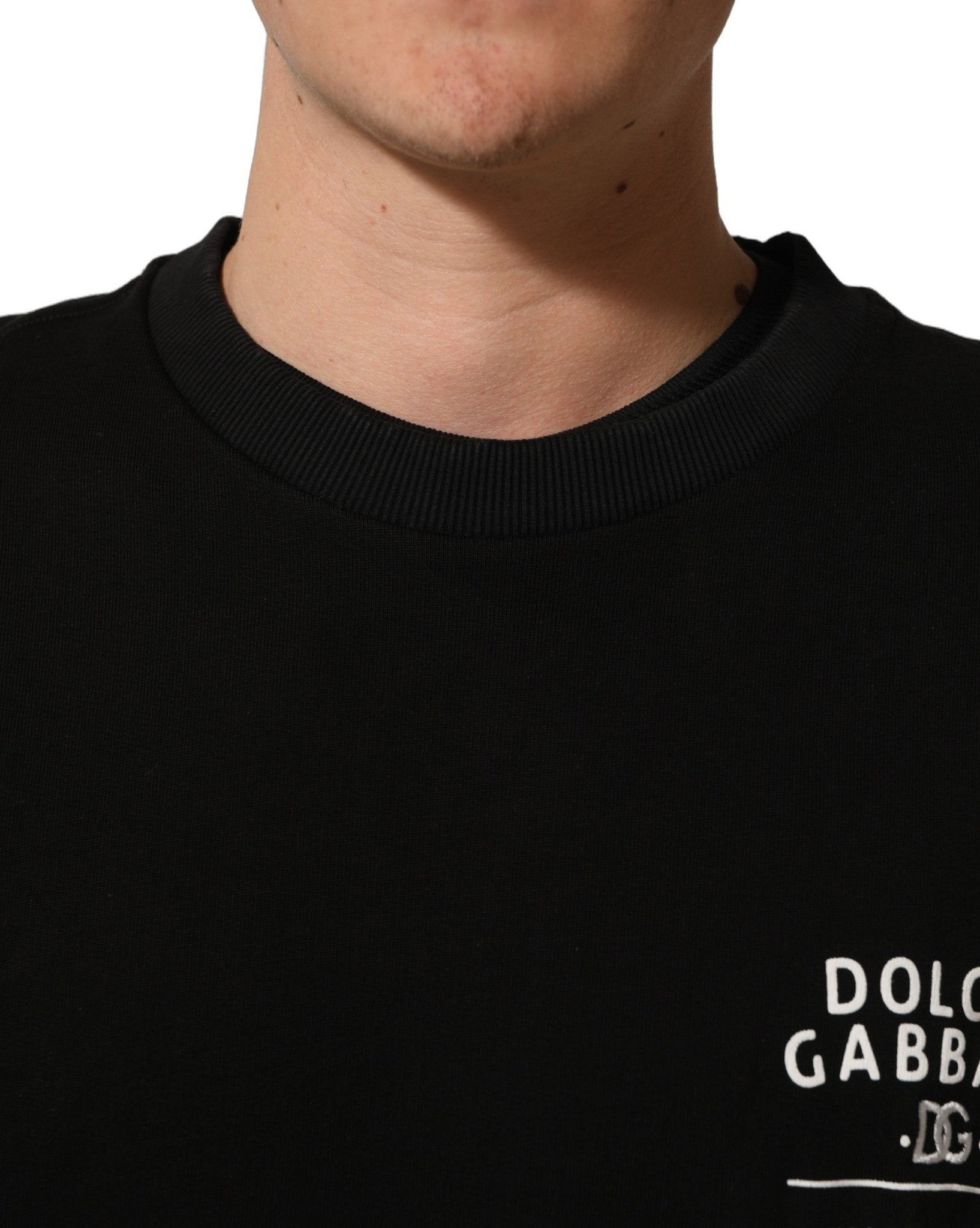 Dolce & Gabbana Black Cotton Logo Print Sweatshirt Sweater - RIMODA