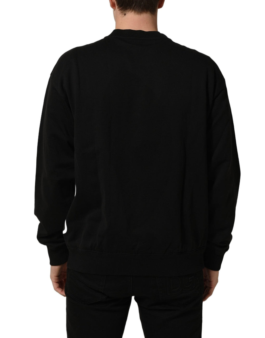 Dolce & Gabbana Black Cotton Logo Print Sweatshirt Sweater - RIMODA