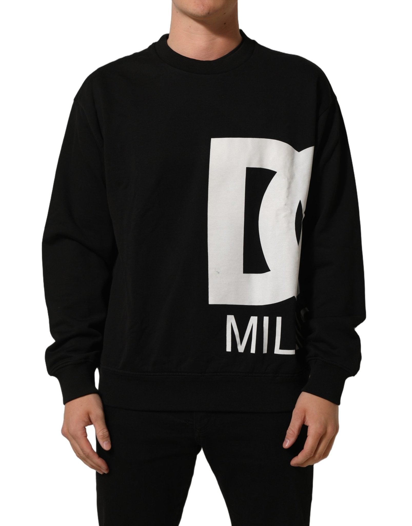 Dolce & Gabbana Black Cotton Logo Print Sweatshirt Sweater - RIMODA