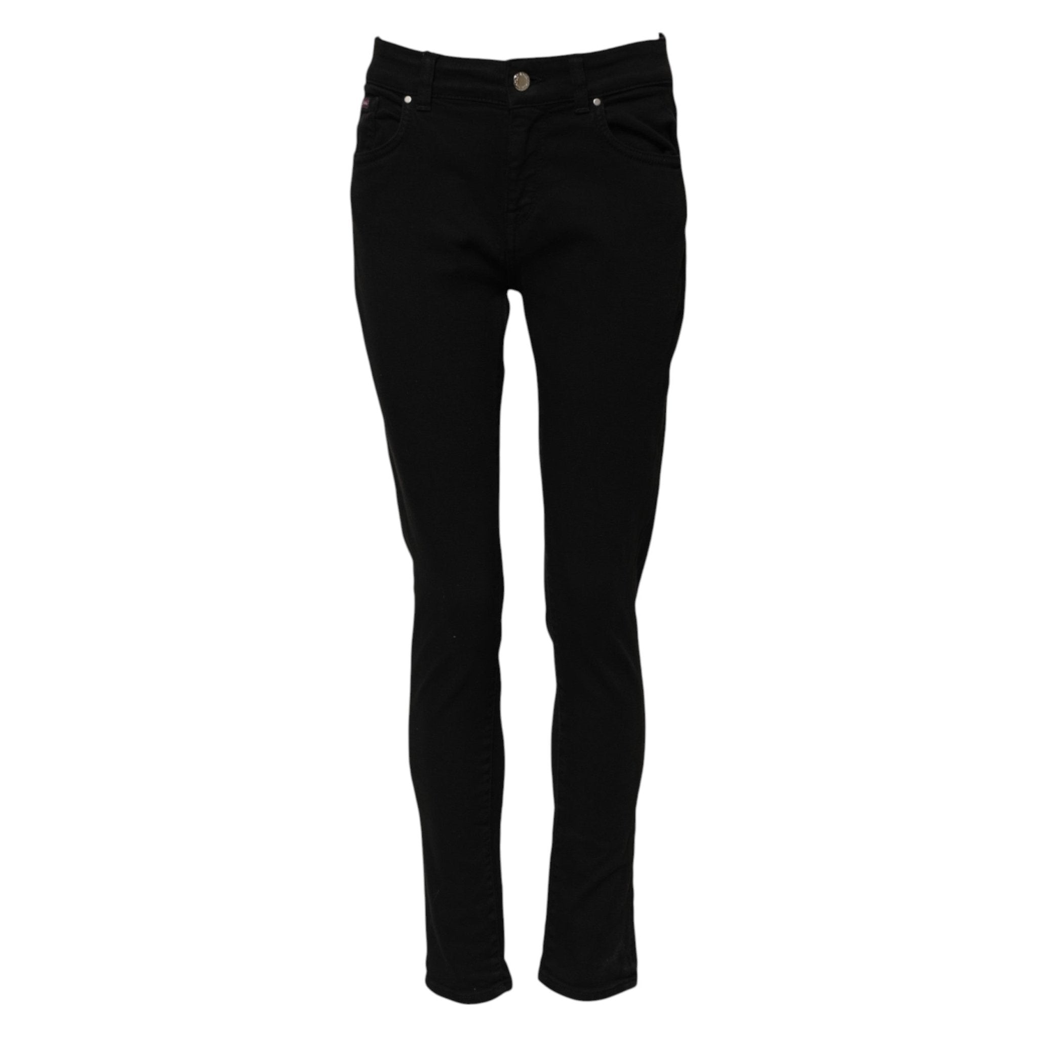 Dolce & Gabbana Black Cotton Logo Skinny Mid Waist Denim Jeans - RIMODA