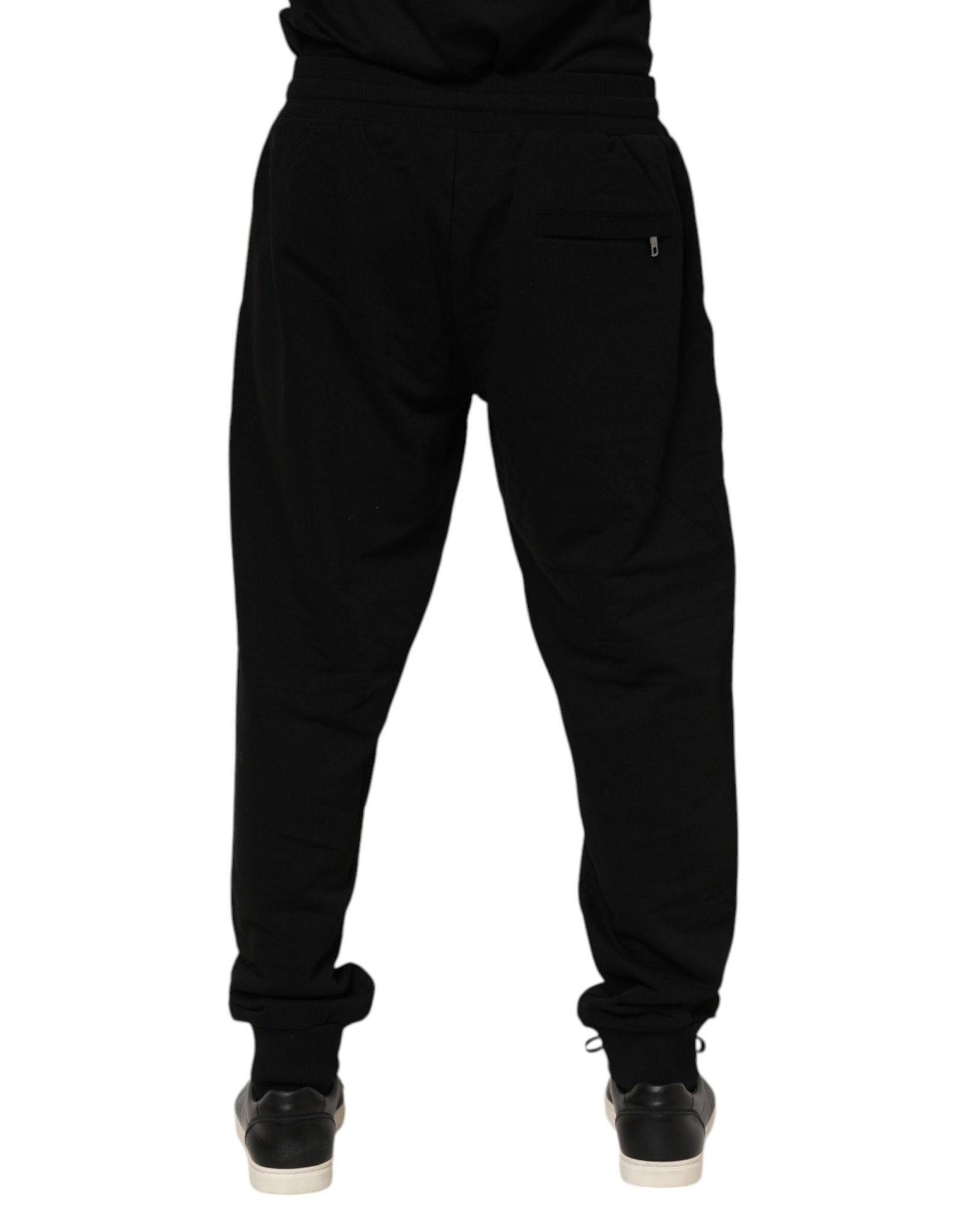 Dolce & Gabbana Black Cotton Logo Tape Men Jogger Pants - RIMODA