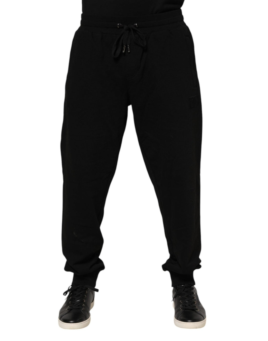 Dolce & Gabbana Black Cotton Logo Tape Men Jogger Pants - RIMODA