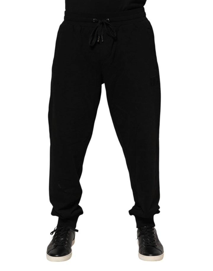 Dolce & Gabbana Black Cotton Logo Tape Men Jogger Pants - RIMODA