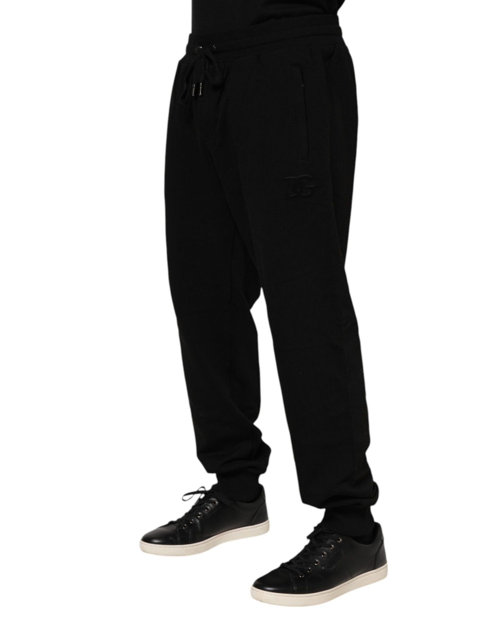 Dolce & Gabbana Black Cotton Logo Tape Men Jogger Pants - RIMODA