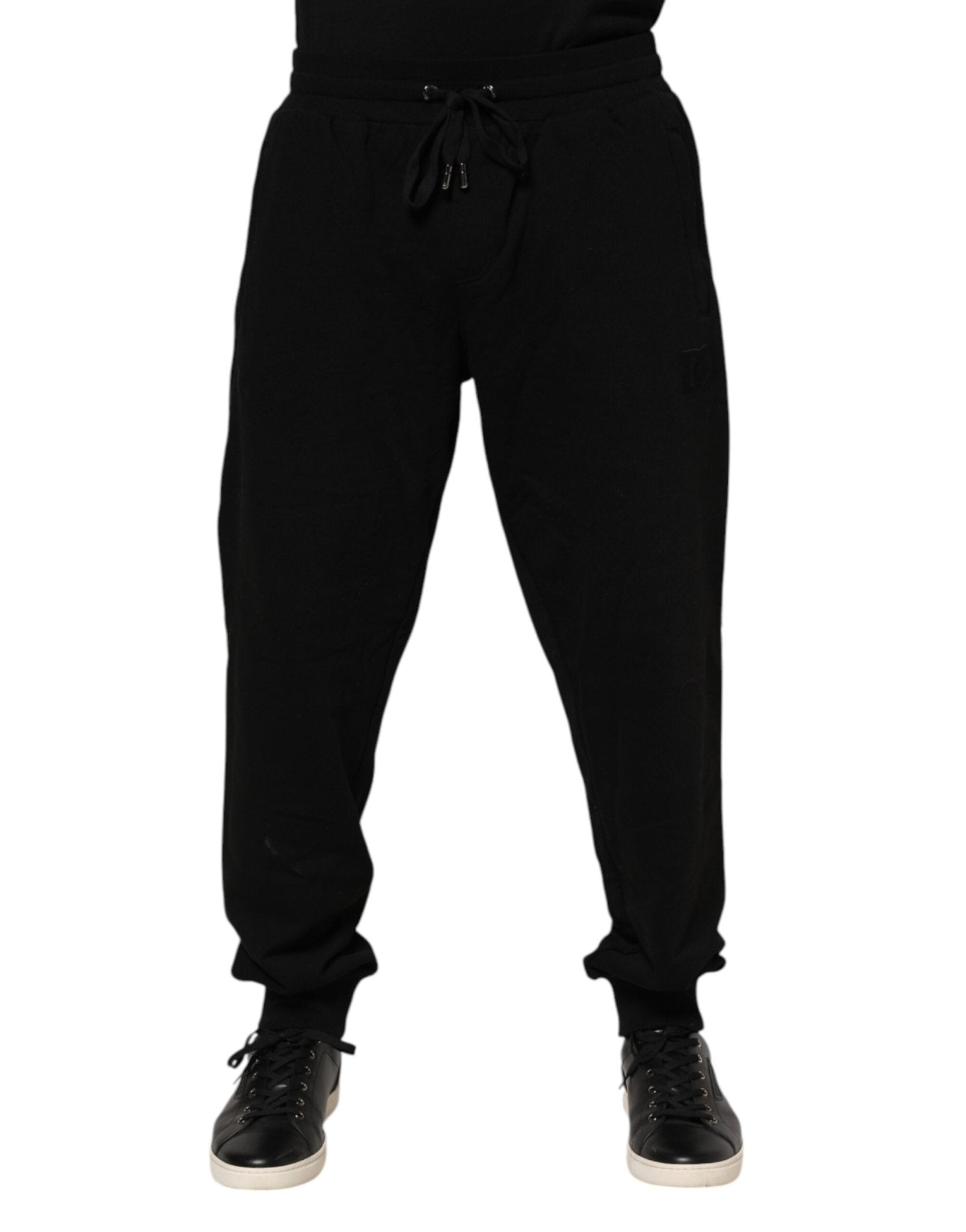 Dolce & Gabbana Black Cotton Logo Tape Men Jogger Pants - RIMODA