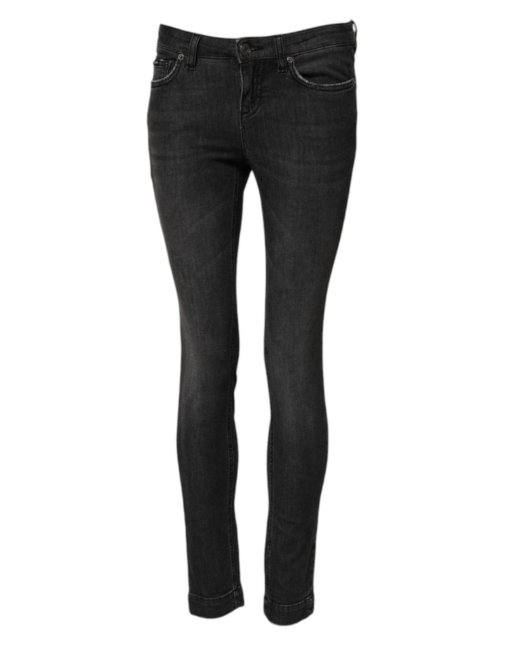 Dolce & Gabbana Black Cotton Low Waist Skinny Denim Jeans - RIMODA