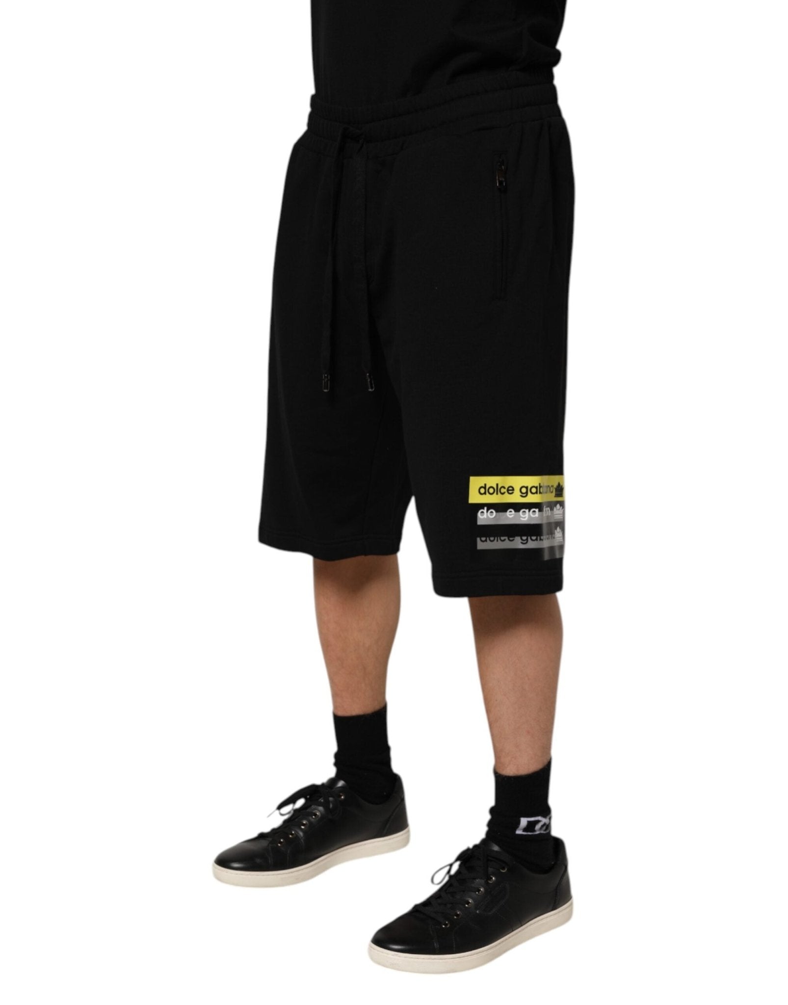 Dolce & Gabbana Black Cotton Mid Waist Casual Bermuda Short - RIMODA