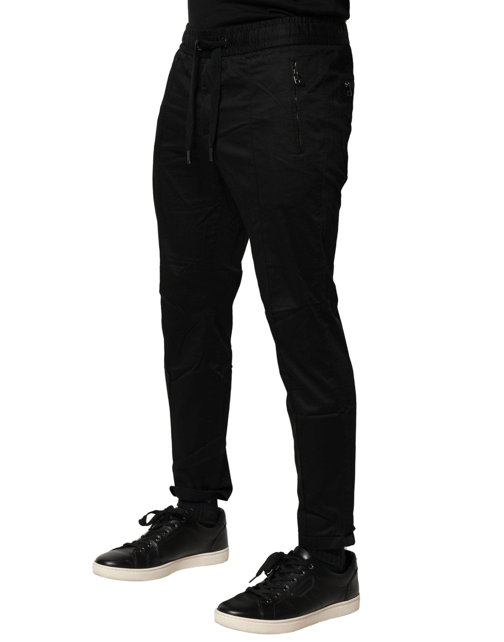 Dolce & Gabbana Black Cotton Mid Waist Jogger Pants - RIMODA