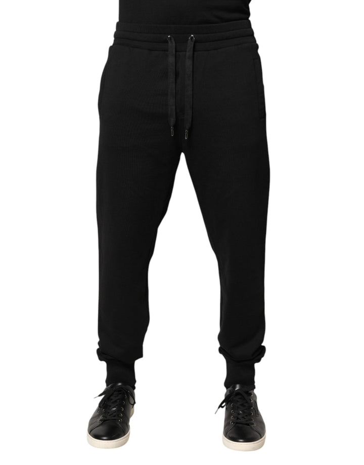 Dolce & Gabbana Black Cotton Mid Waist Jogger Trousers Pants - RIMODA