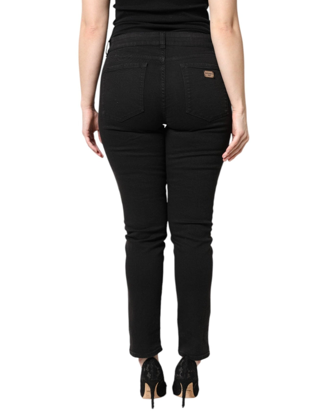 Dolce & Gabbana Black Cotton Mid Waisted Skinny Denim Jeans - RIMODA