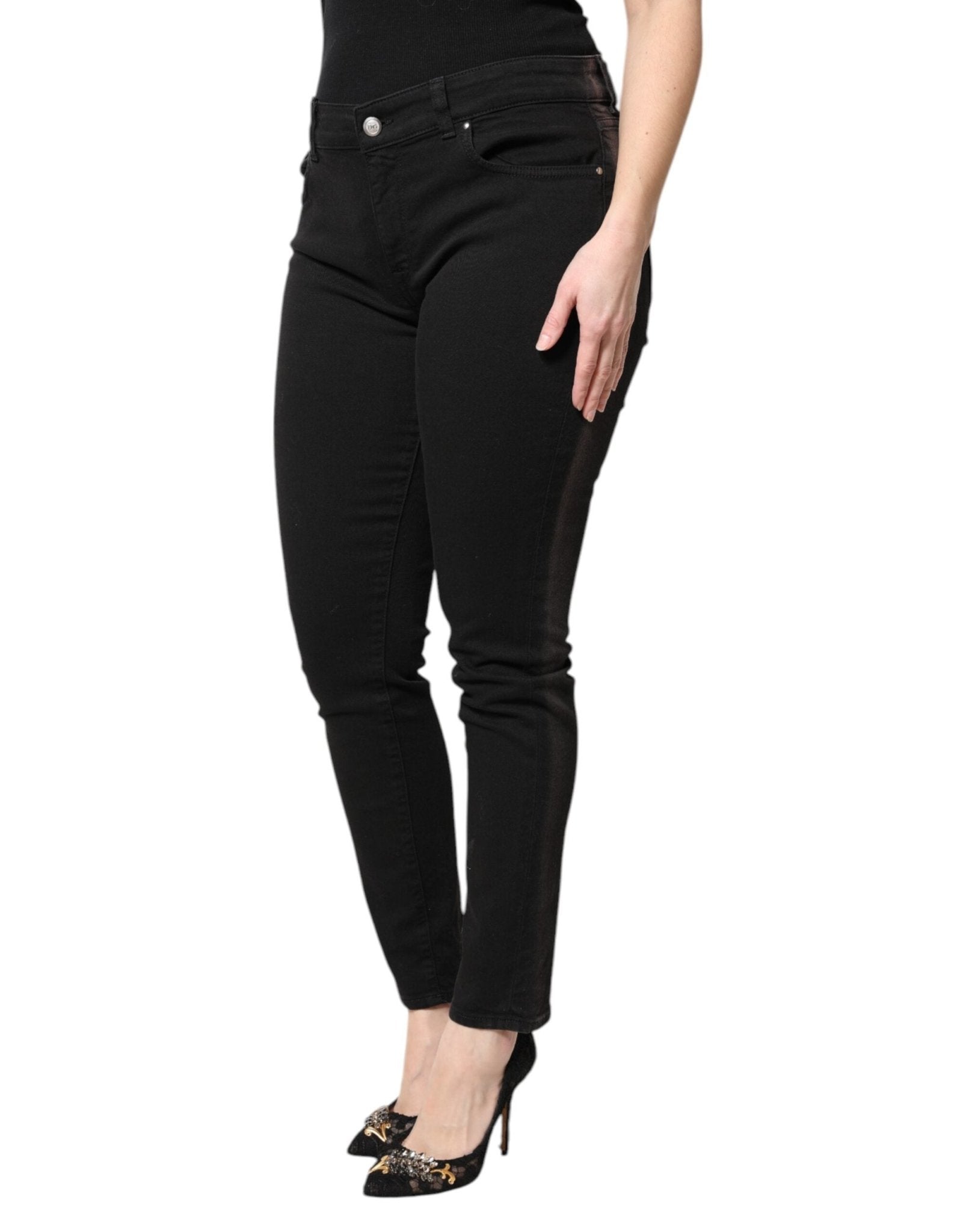 Dolce & Gabbana Black Cotton Mid Waisted Skinny Denim Jeans - RIMODA