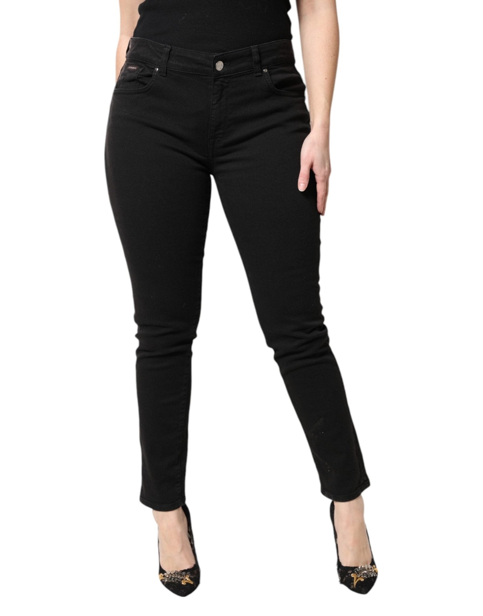 Dolce & Gabbana Black Cotton Mid Waisted Skinny Denim Jeans - RIMODA