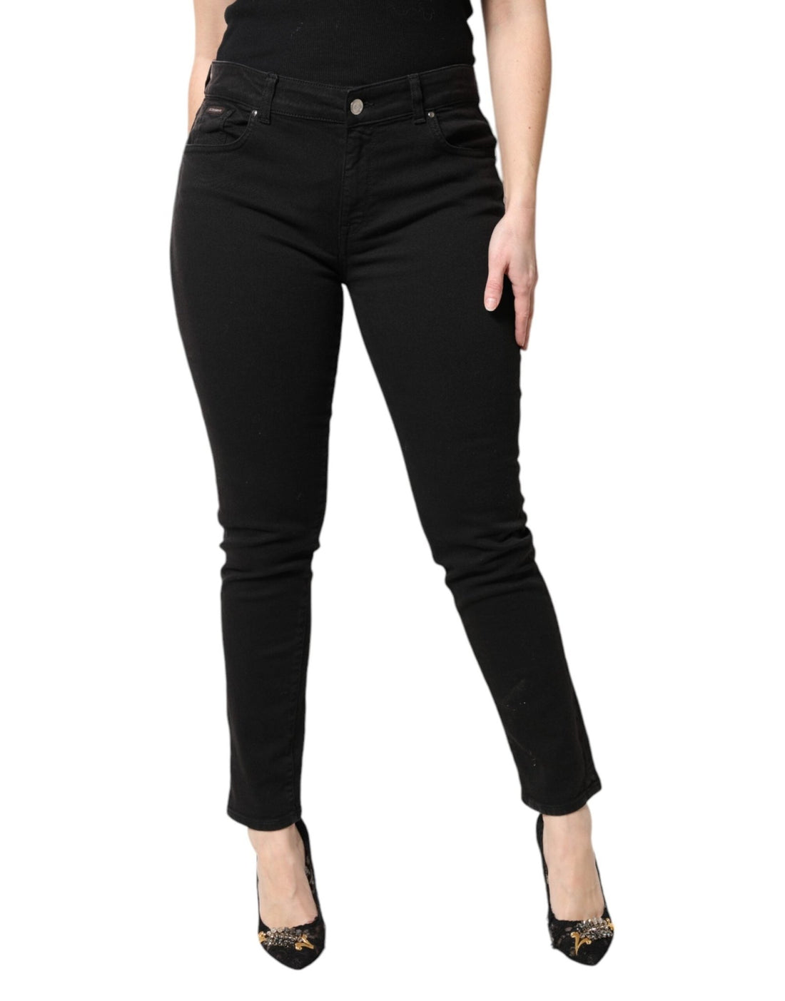 Dolce & Gabbana Black Cotton Mid Waisted Skinny Denim Jeans - RIMODA