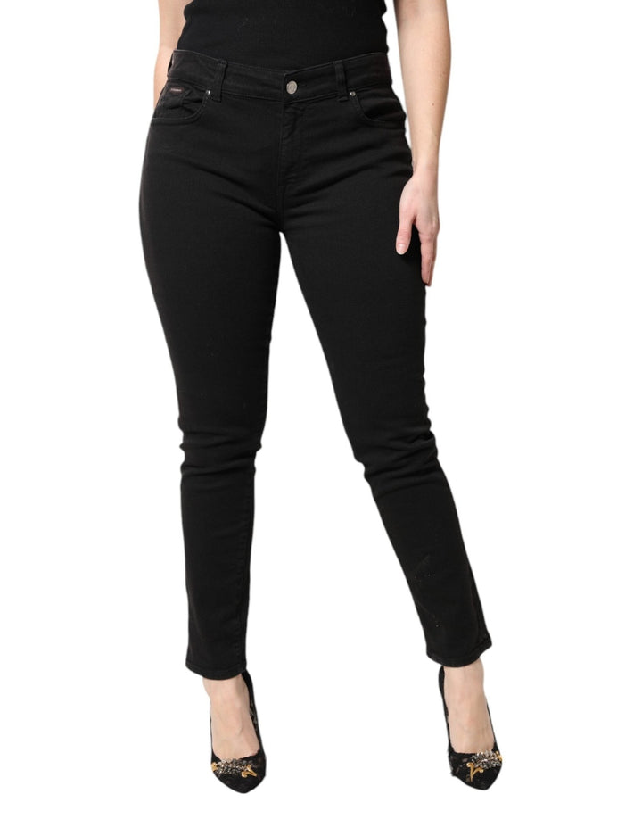 Dolce & Gabbana Black Cotton Mid Waisted Skinny Denim Jeans - RIMODA