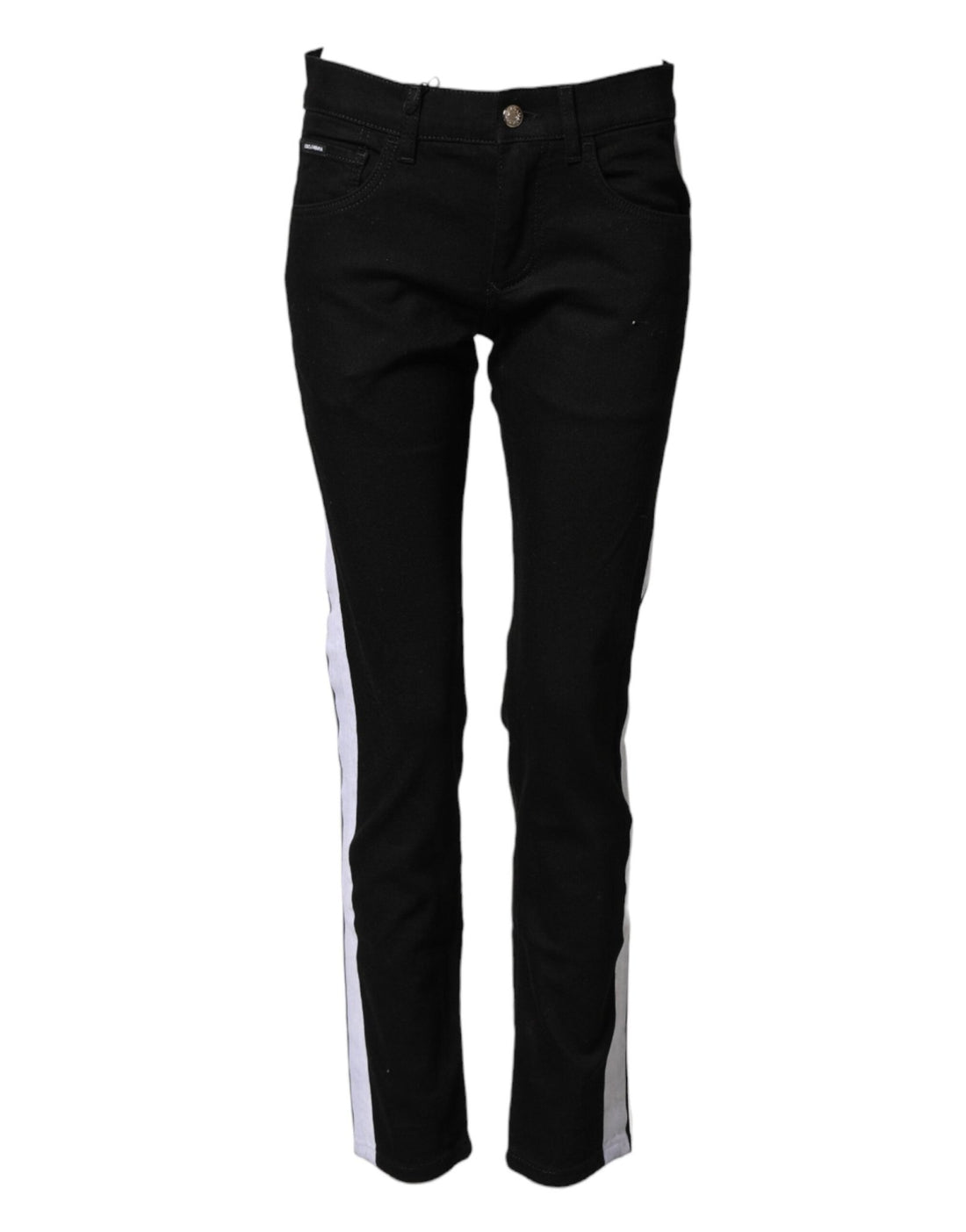 Dolce & Gabbana Black Cotton MidWaist Skinny Denim Logo Jeans - RIMODA