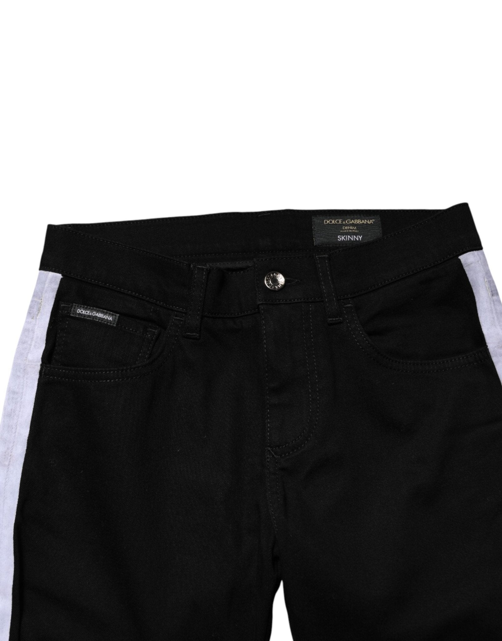 Dolce & Gabbana Black Cotton MidWaist Skinny Denim Logo Jeans - RIMODA