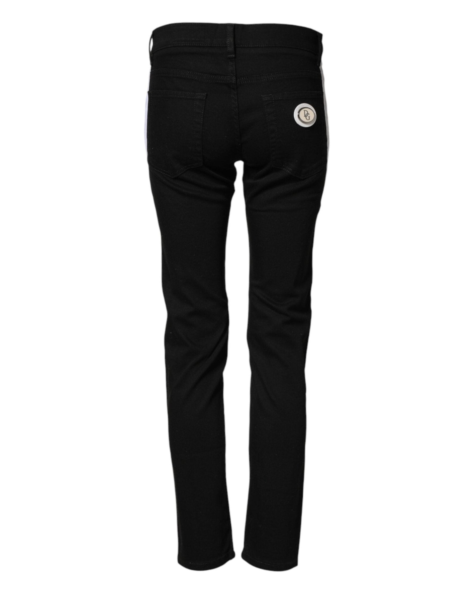 Dolce & Gabbana Black Cotton MidWaist Skinny Denim Logo Jeans - RIMODA