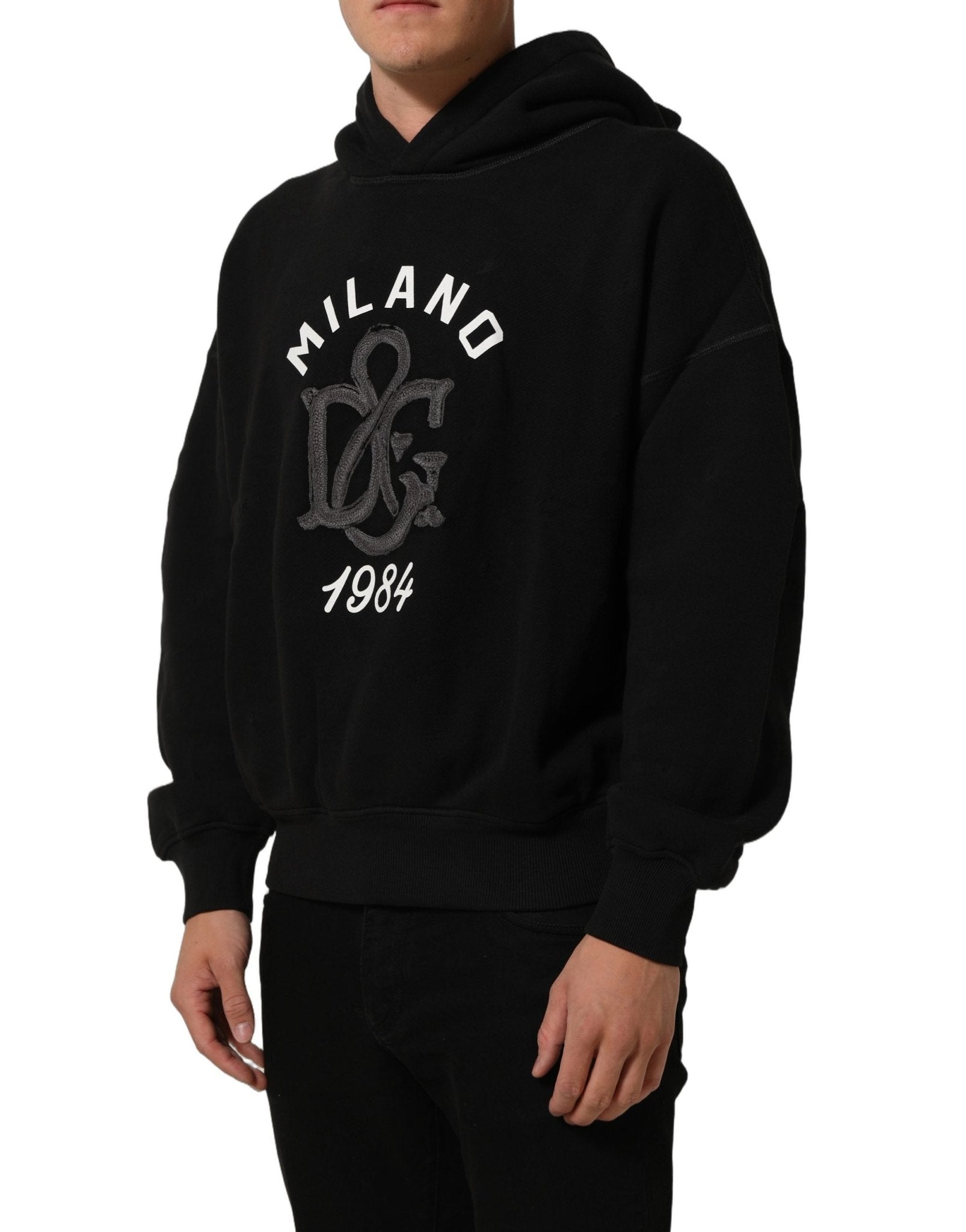 Dolce & Gabbana Black Cotton Milano1984 Print Hoodie Sweater - RIMODA