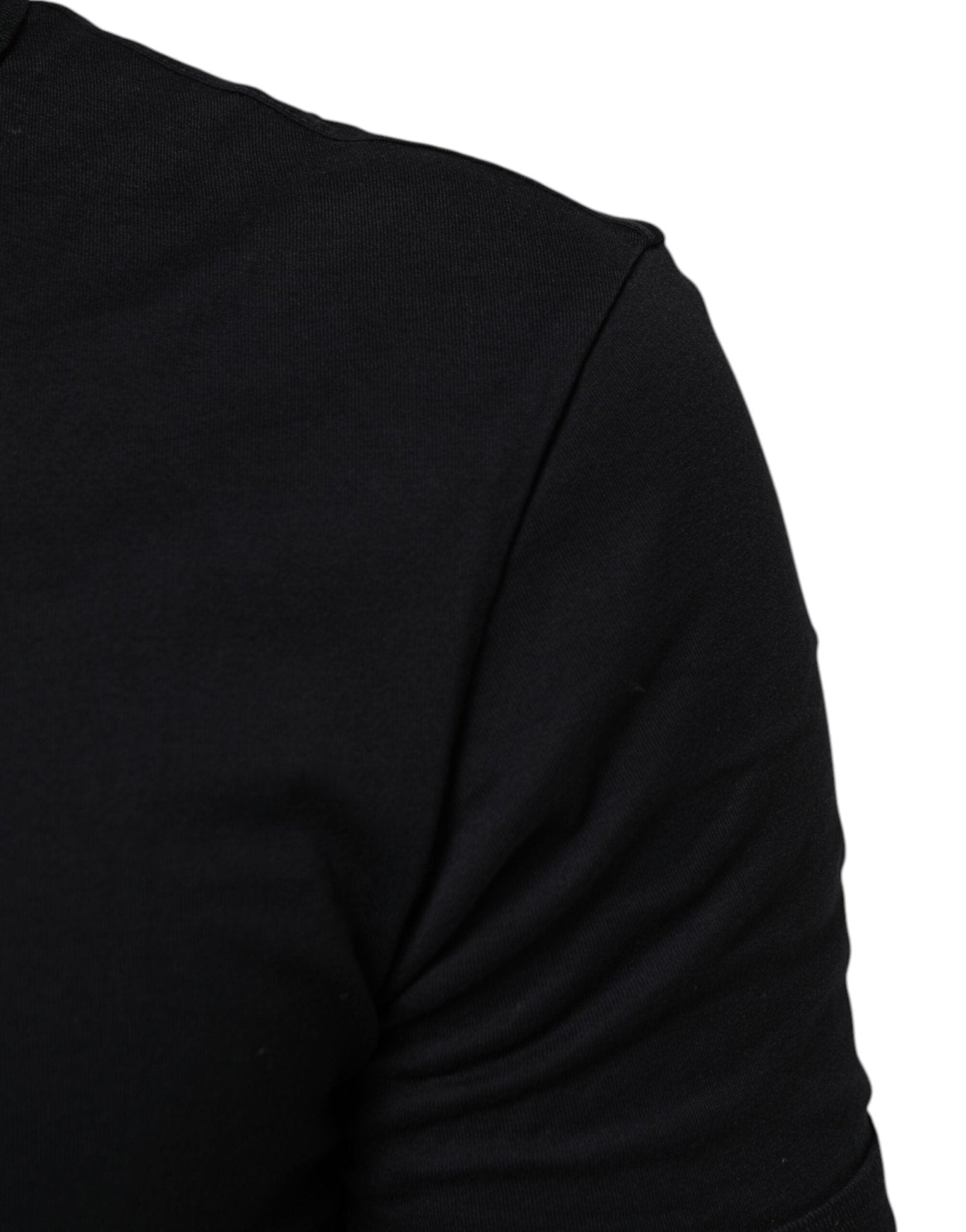 Dolce & Gabbana Black Cotton Plain V-Neck Men Shirt T-shirt - RIMODA