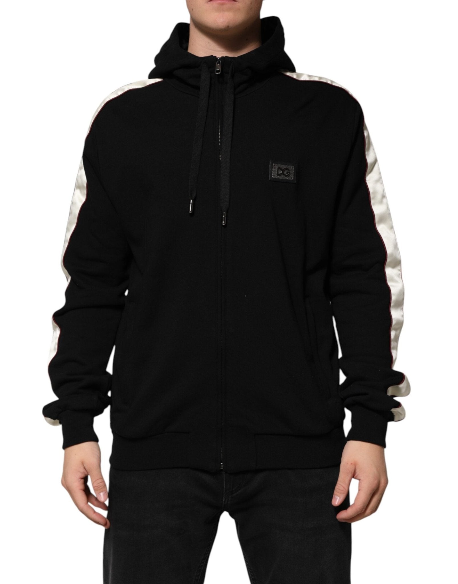 Dolce & Gabbana Black Cotton Plaque Track Cardigan Sweater - RIMODA