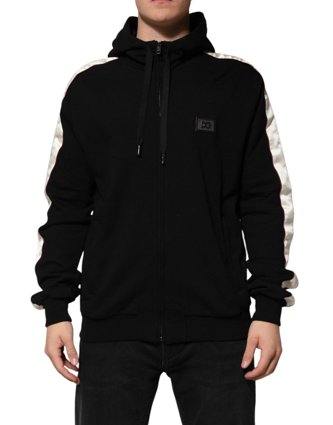 Dolce & Gabbana Black Cotton Plaque Track Cardigan Sweater - RIMODA