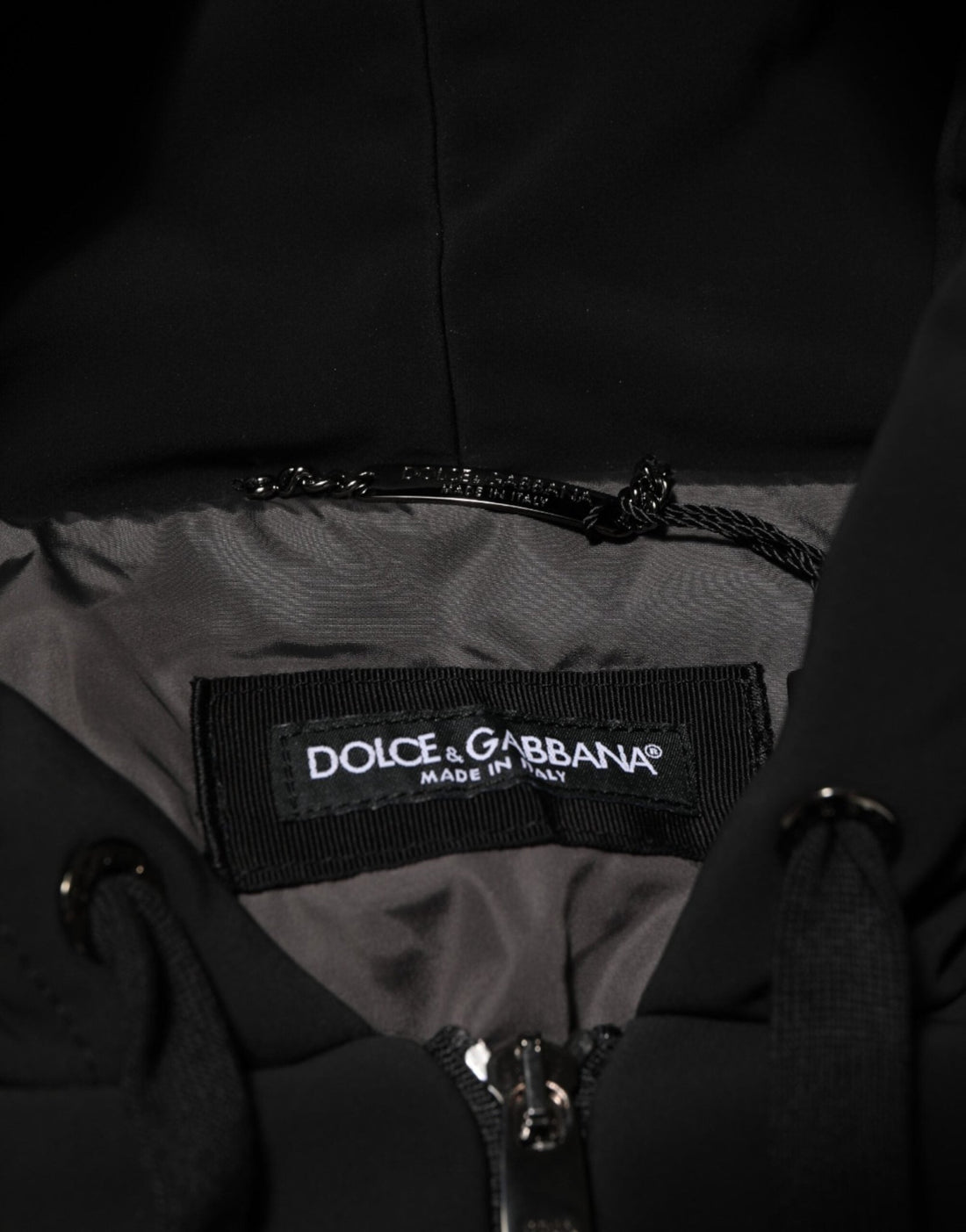 Dolce & Gabbana Black Cotton Quilted Studded Sleeve Hoodie Jacket - RIMODA